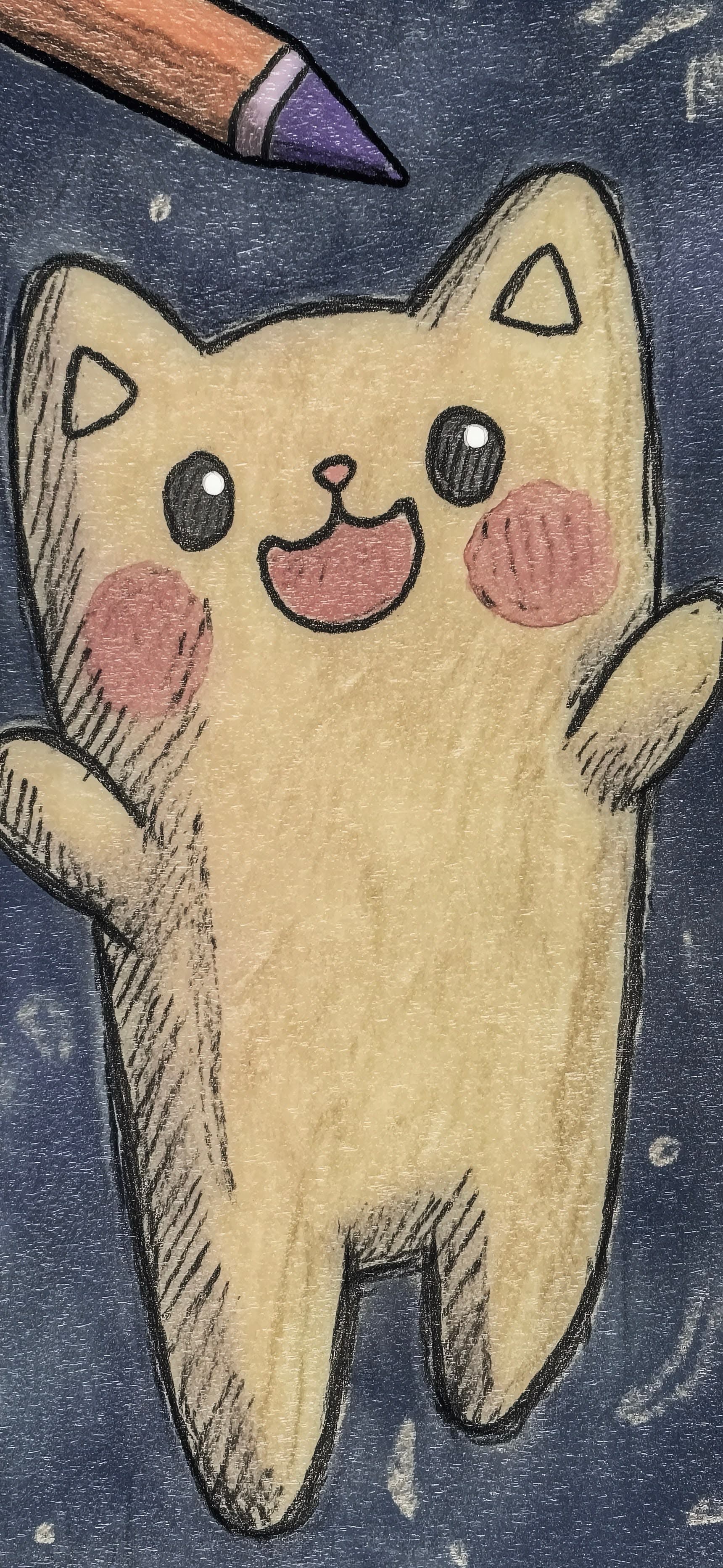 Crayon Cat 2 - free phone wallpaper