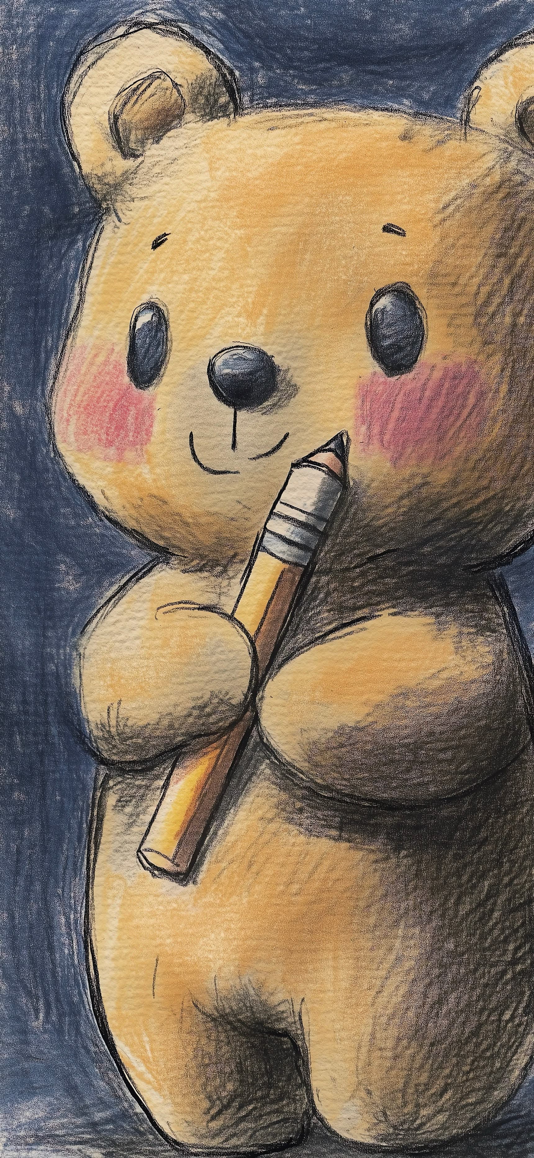 Crayon Bear - free phone wallpaper