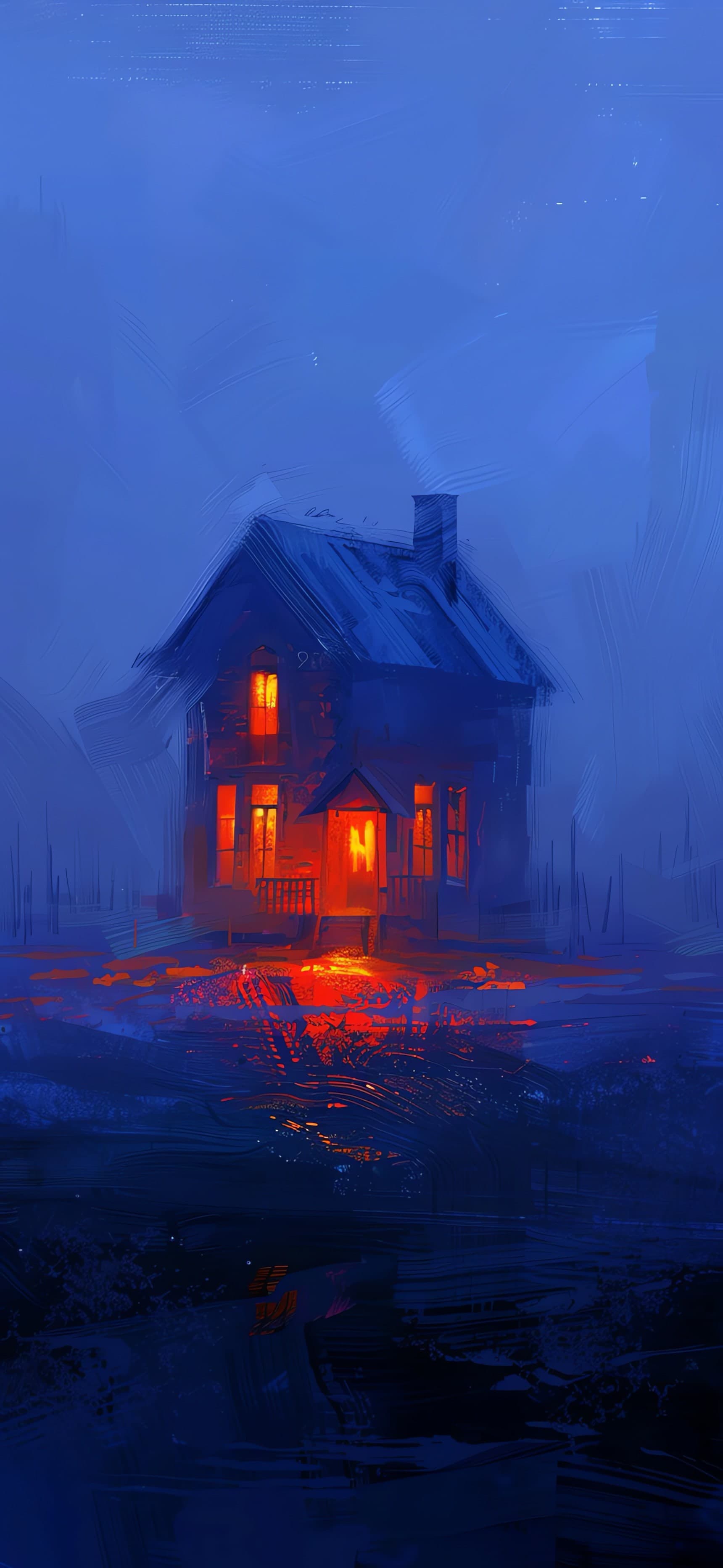 Lighthouse Misty Night - free phone wallpaper