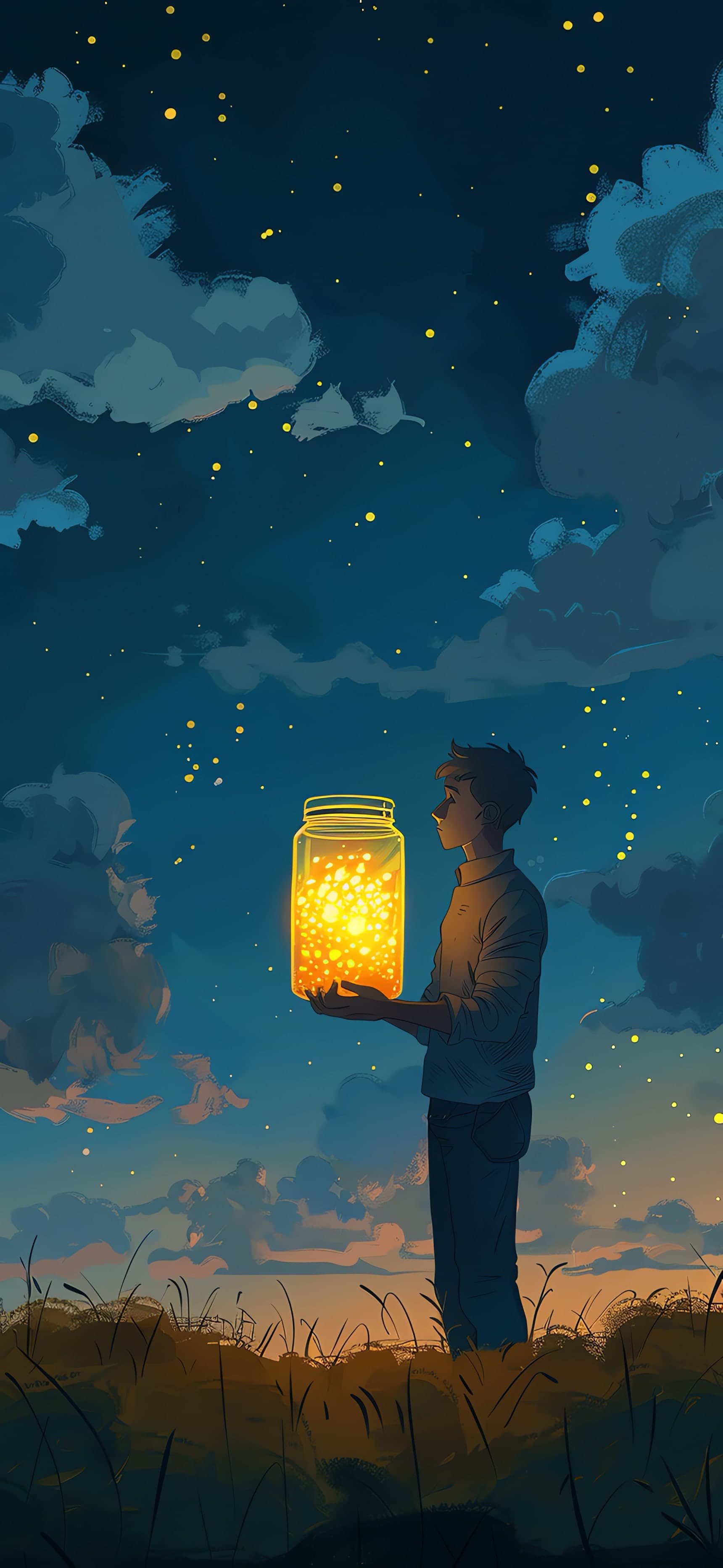 Firefly Night Scene - free phone wallpaper