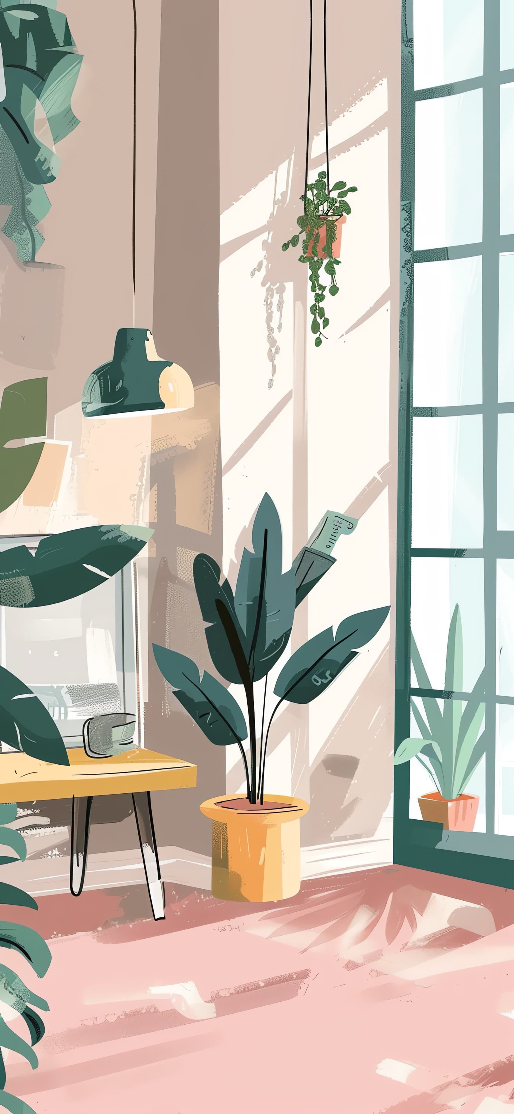 Sunlit Indoor Plants - free phone wallpaper