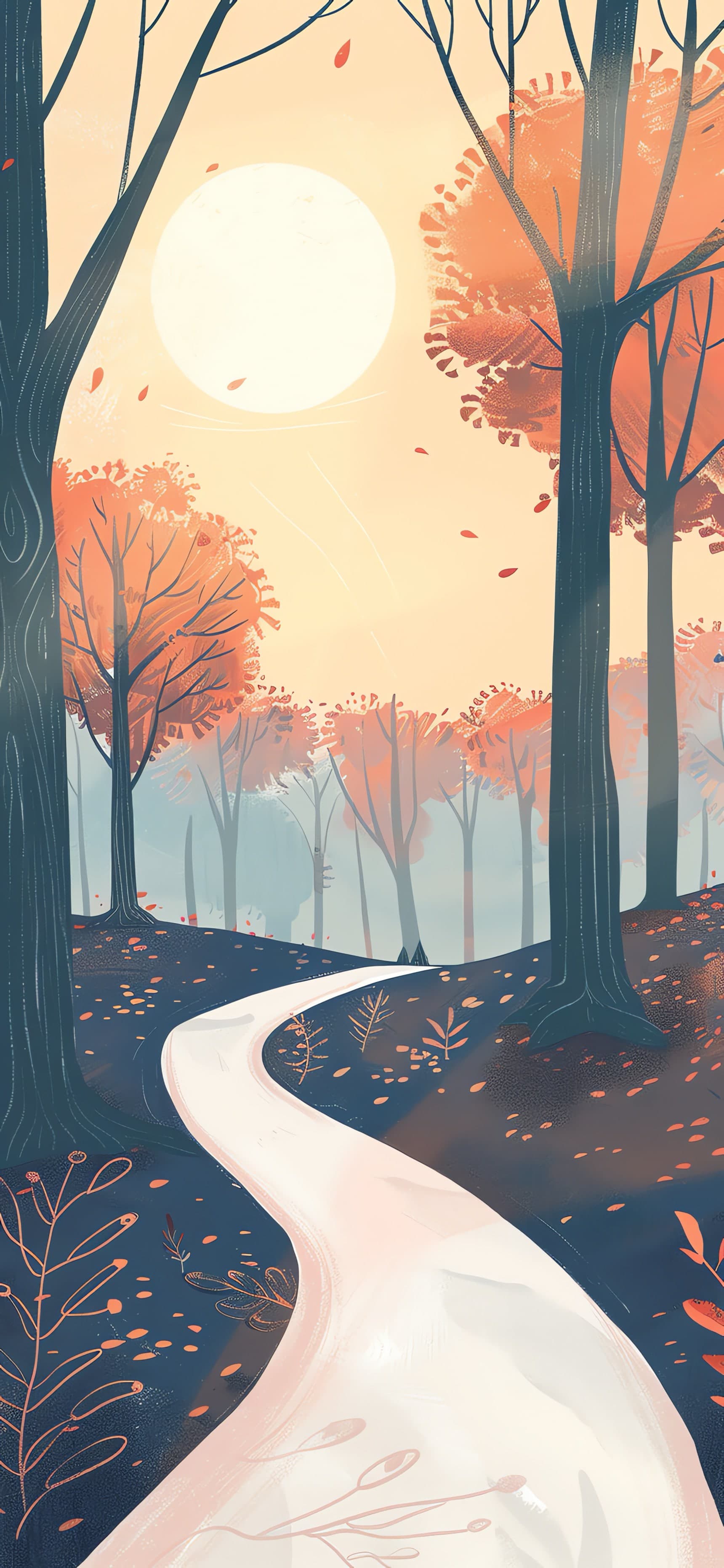 Autumnal Forest Trail - free phone wallpaper