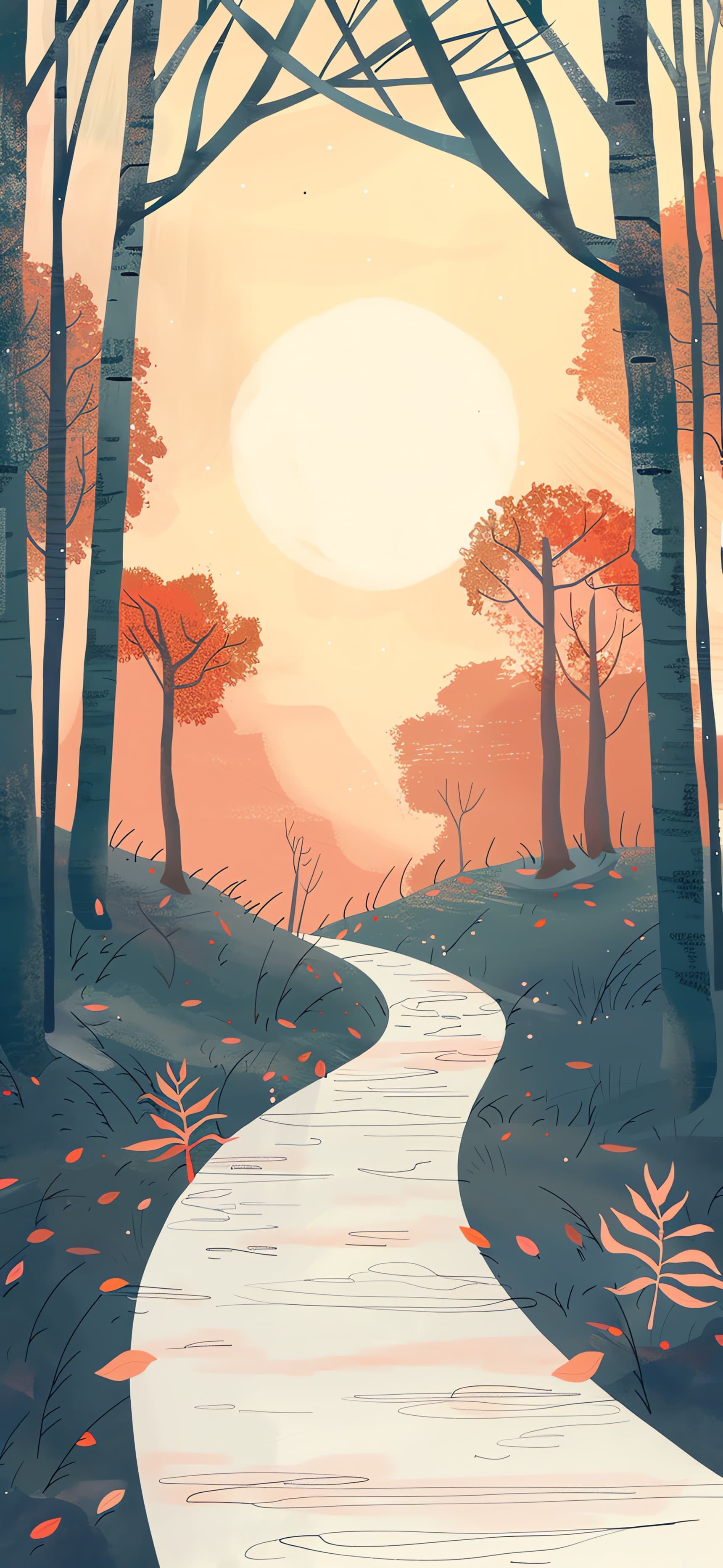 Autumnal Forest River - free phone wallpaper