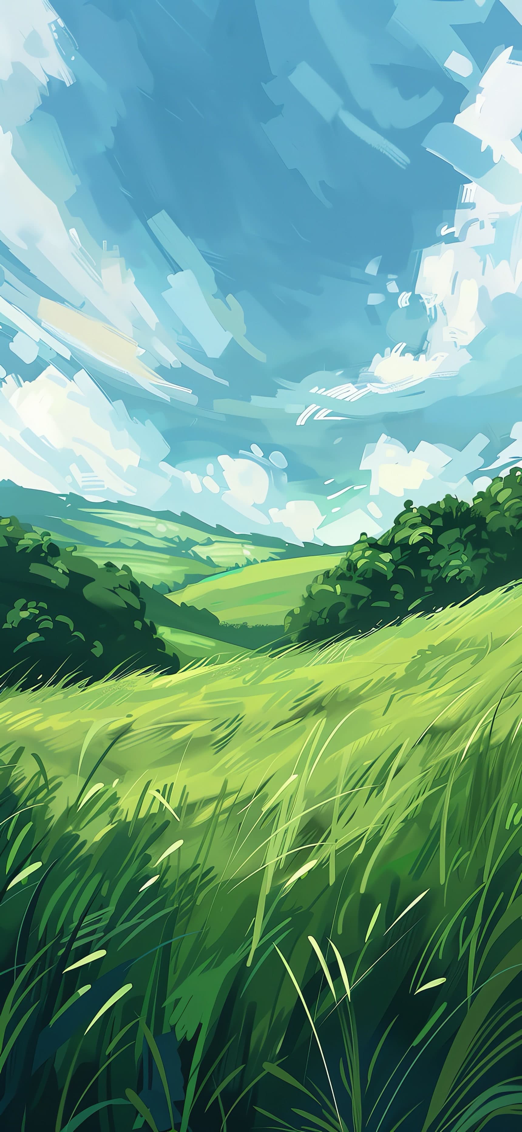 Lush Green Meadow - free phone wallpaper