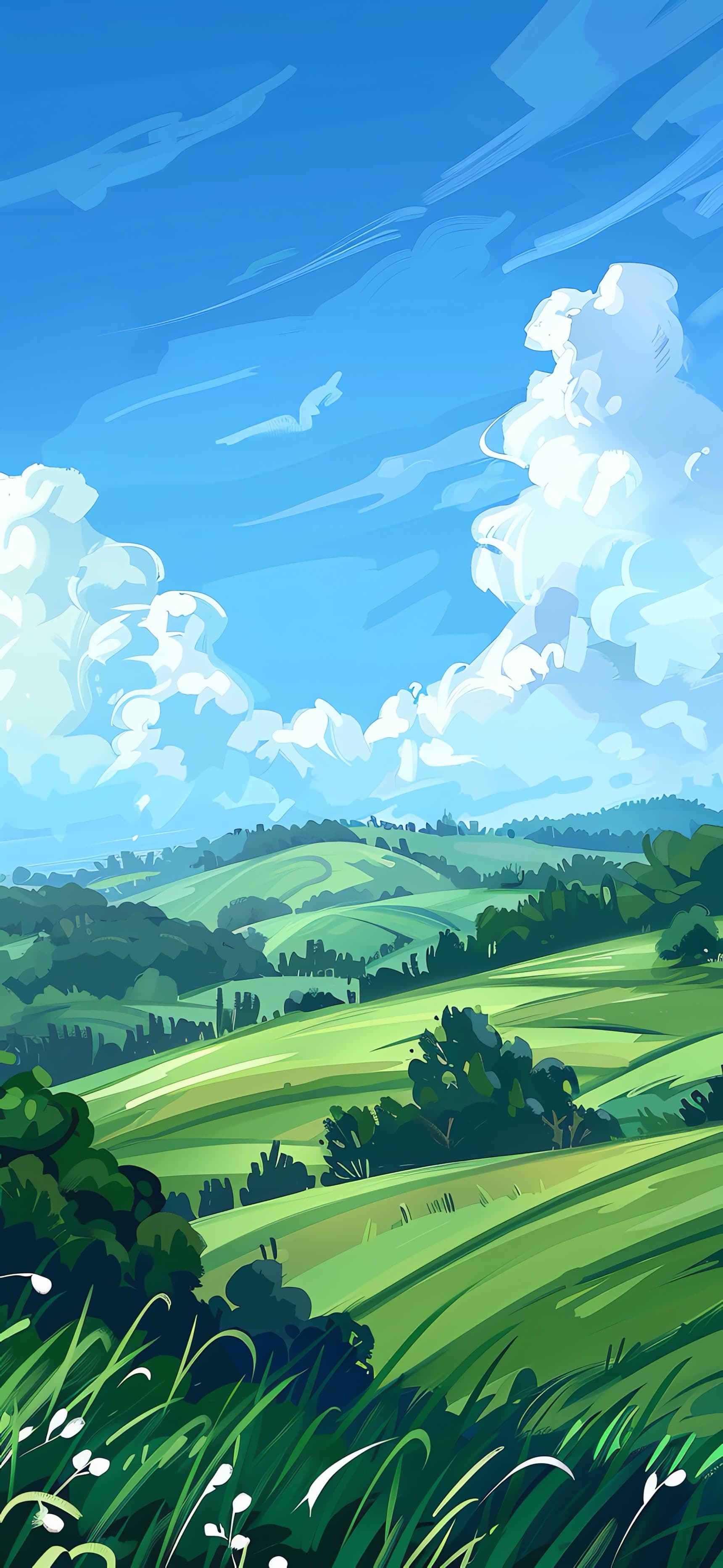 Verdant Hill Scape - free phone wallpaper