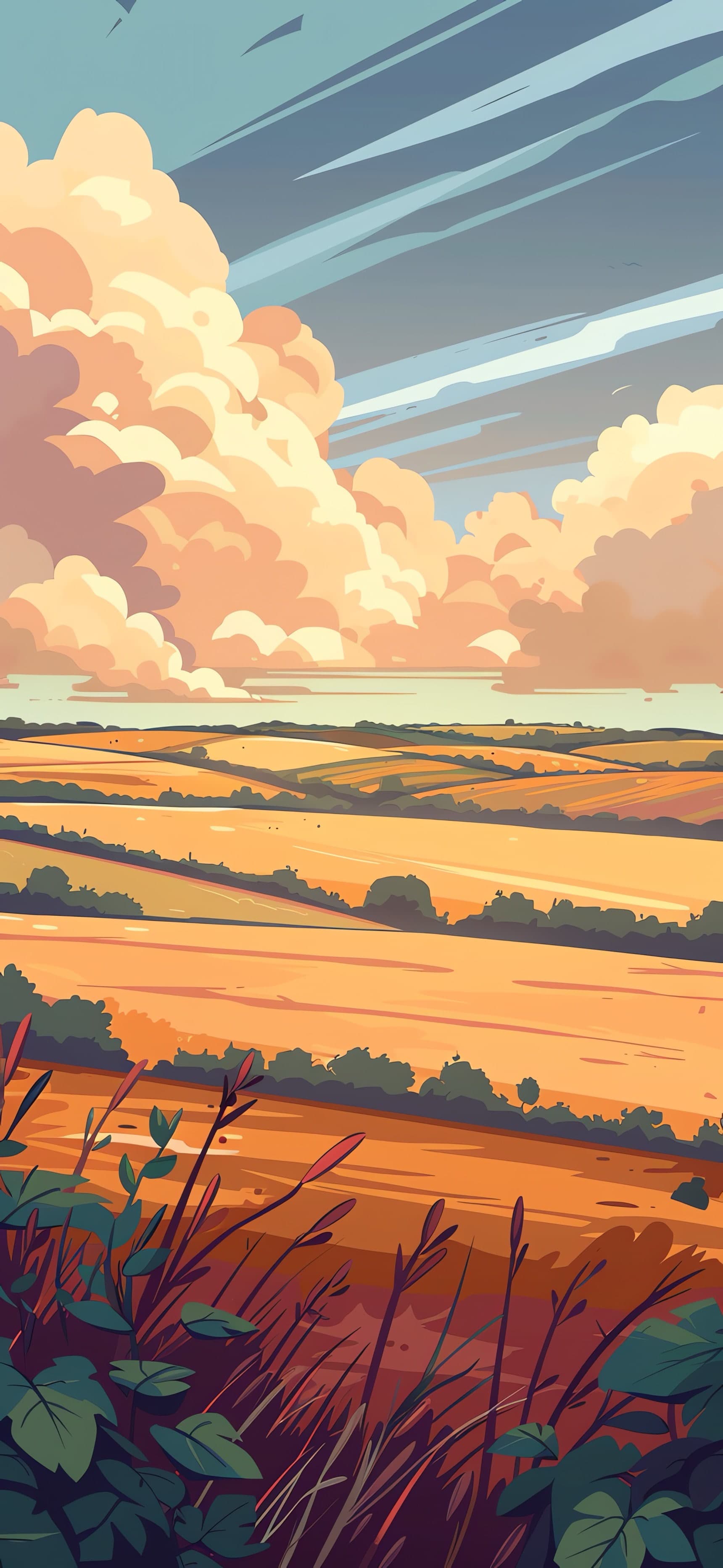 Golden Field Vista - free phone wallpaper