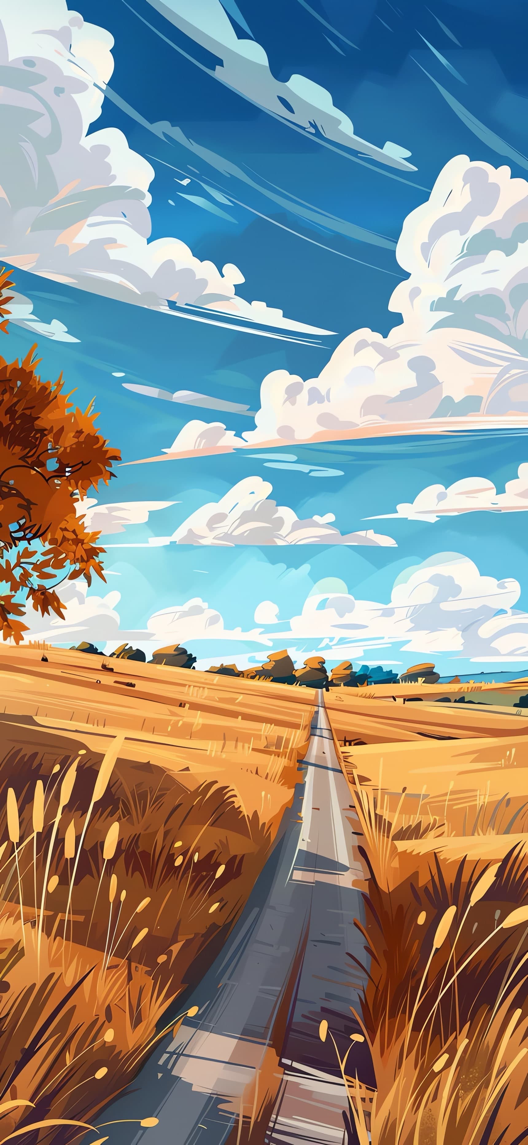 Autumnal Wheat Field - free phone wallpaper