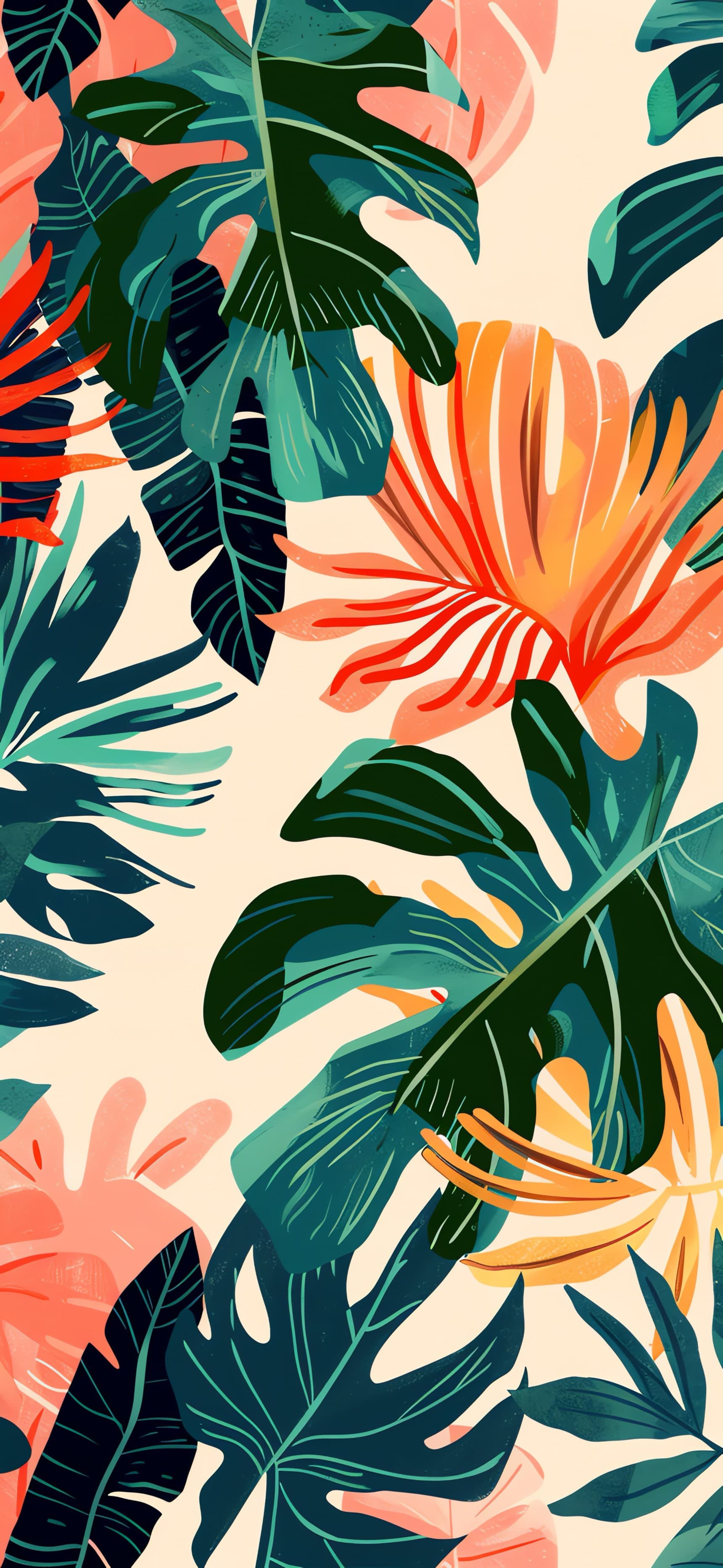 Tropical Leaf Pattern - free phone wallpaper