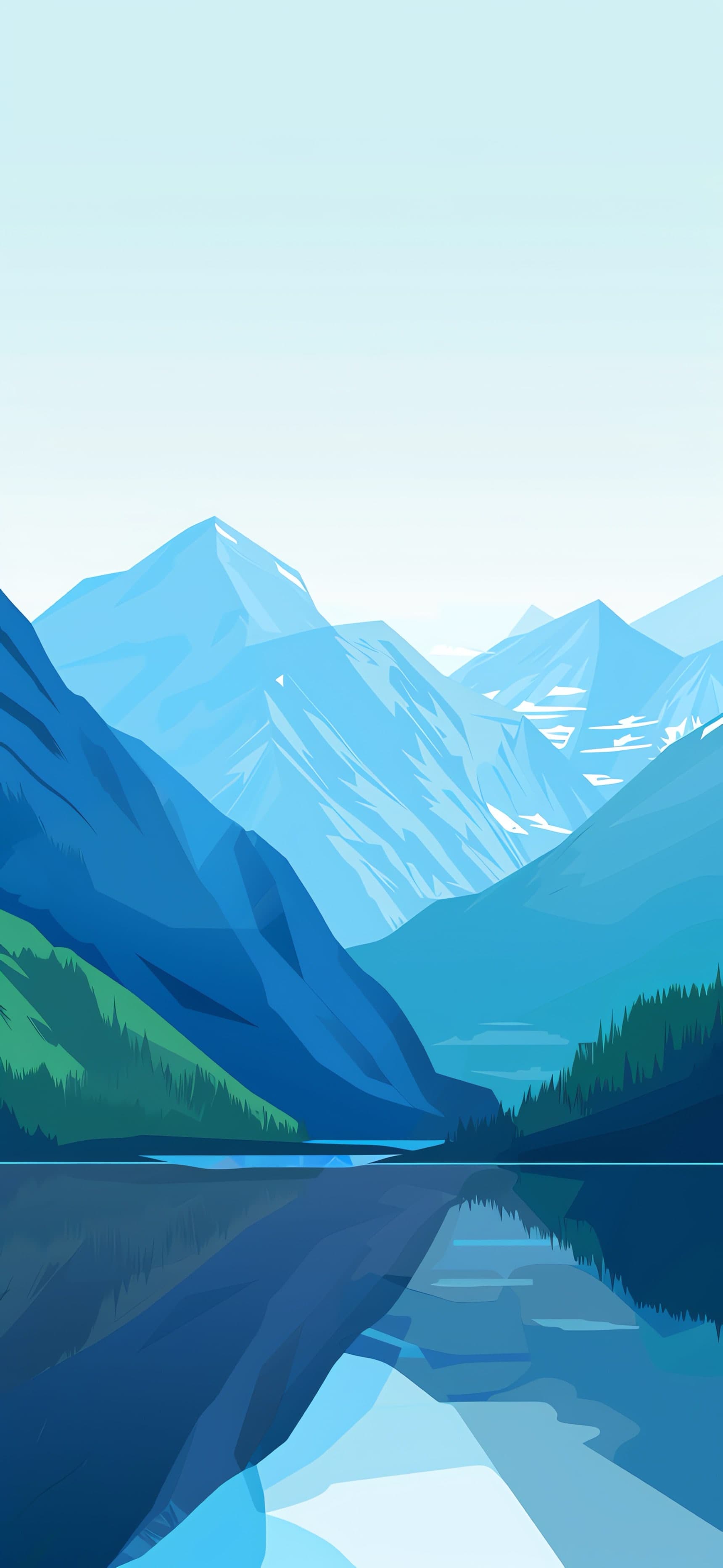 Geometric Mountain Lake - free phone wallpaper