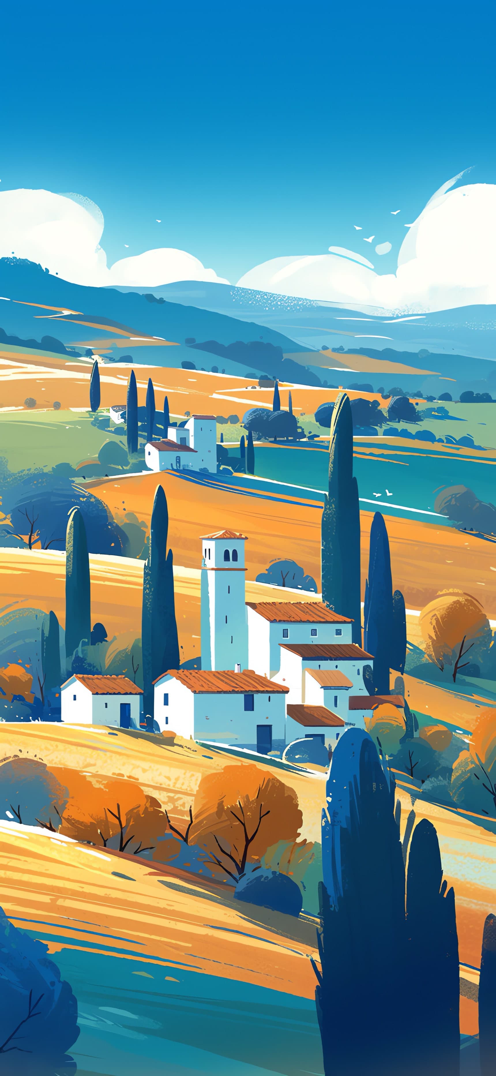 Tuscan Countryside View - free phone wallpaper