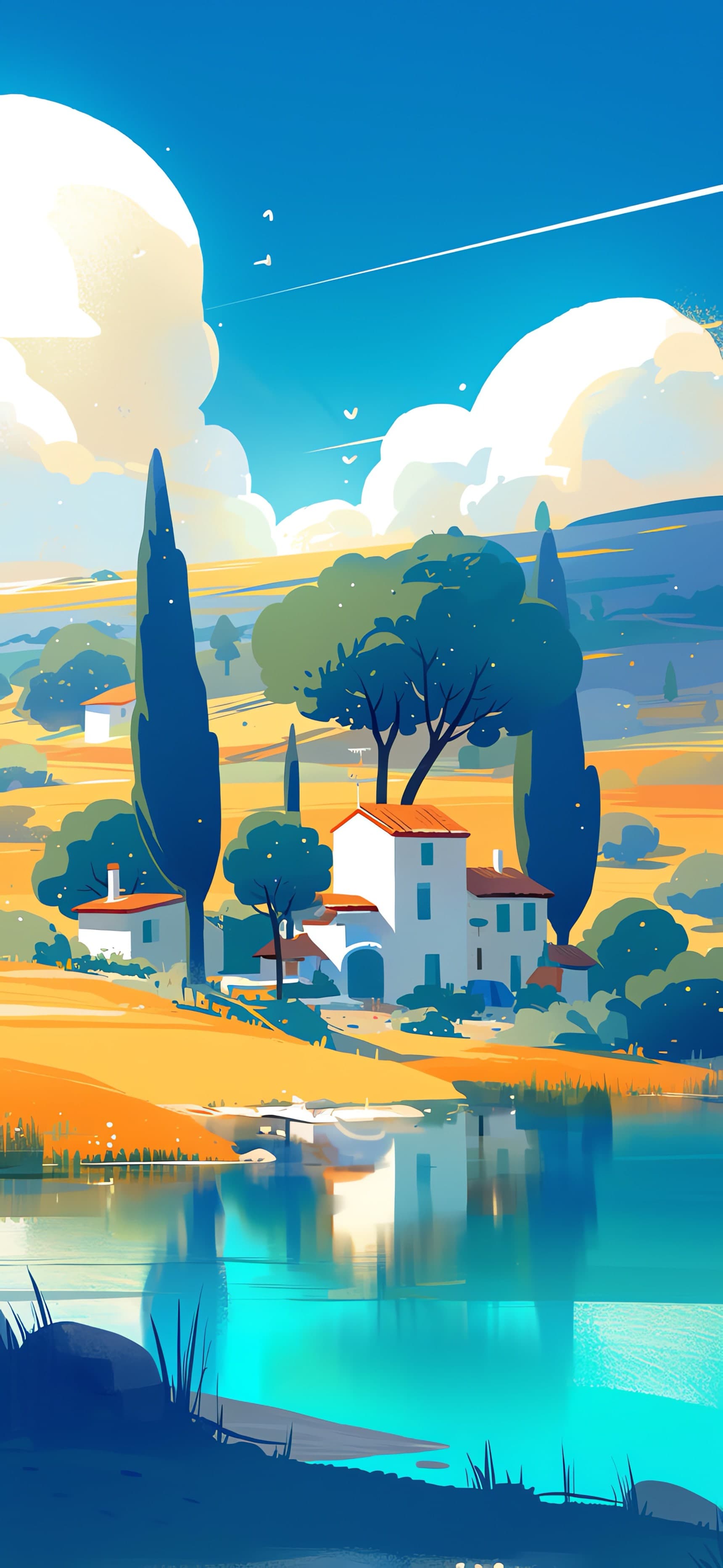 Tuscan Villa Scene - free phone wallpaper
