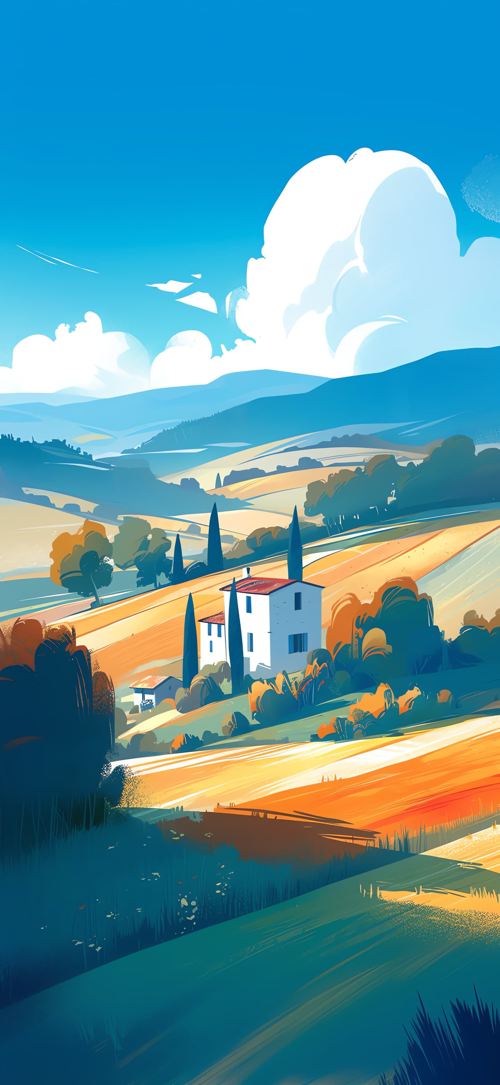 Rolling Tuscan Hills - free phone wallpaper