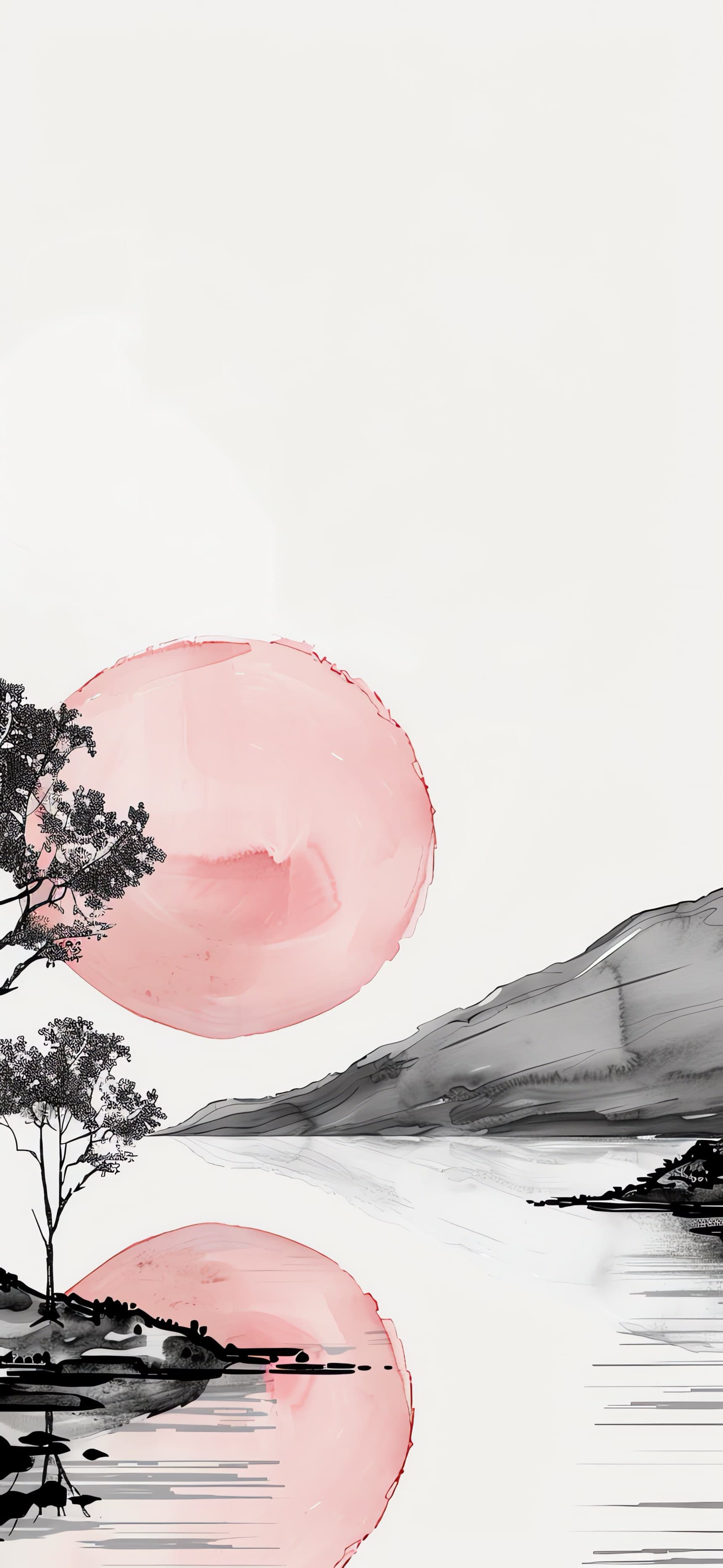 Ink Wash Sunset - free phone wallpaper