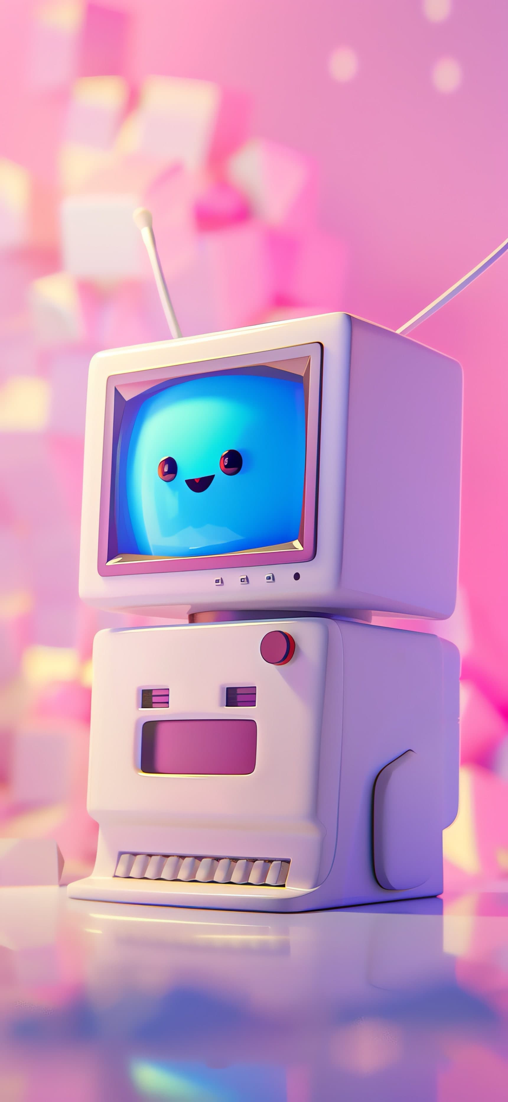Retro Robot Friend - free phone wallpaper