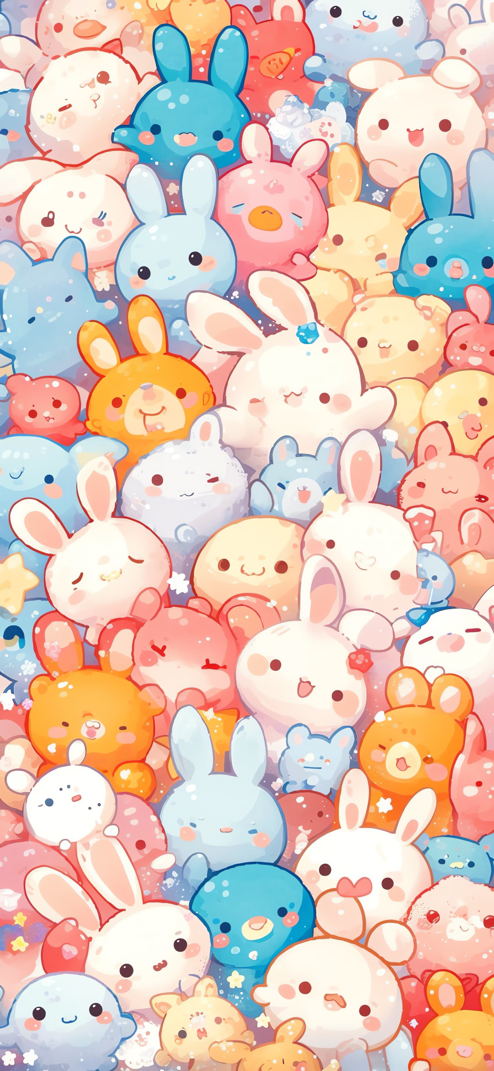 Pastel Bunny Crowd - free phone wallpaper