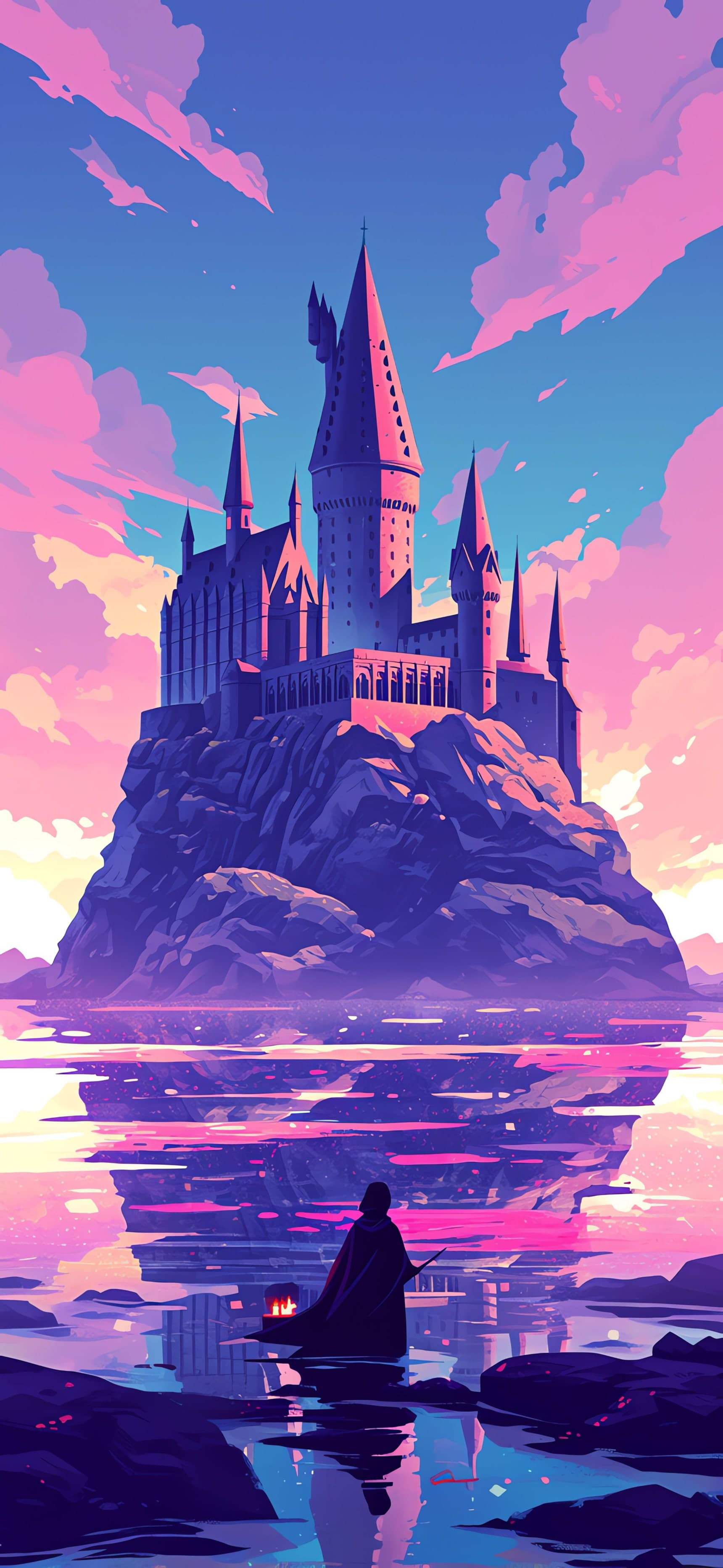 Fantasy Castle Sunset - free phone wallpaper