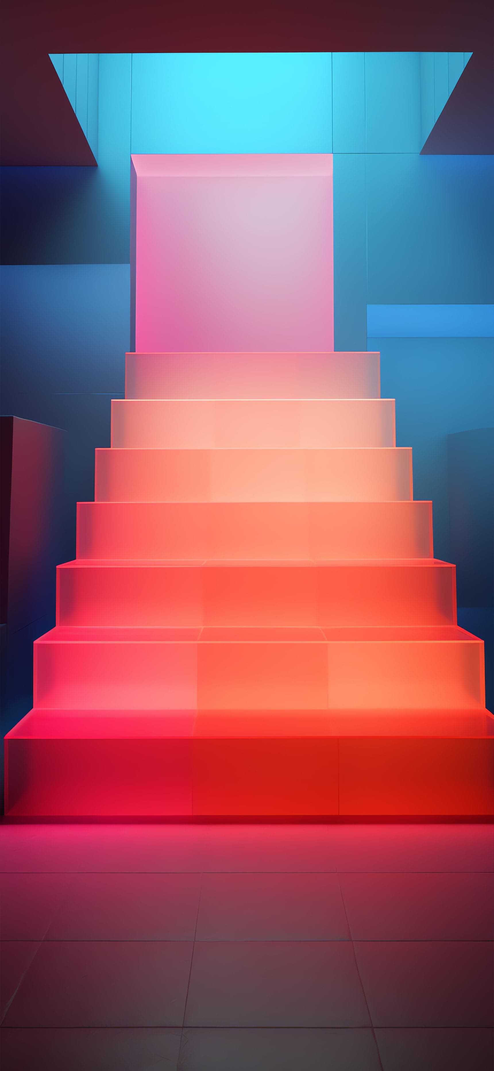 Neon Stairway Ascent - free phone wallpaper