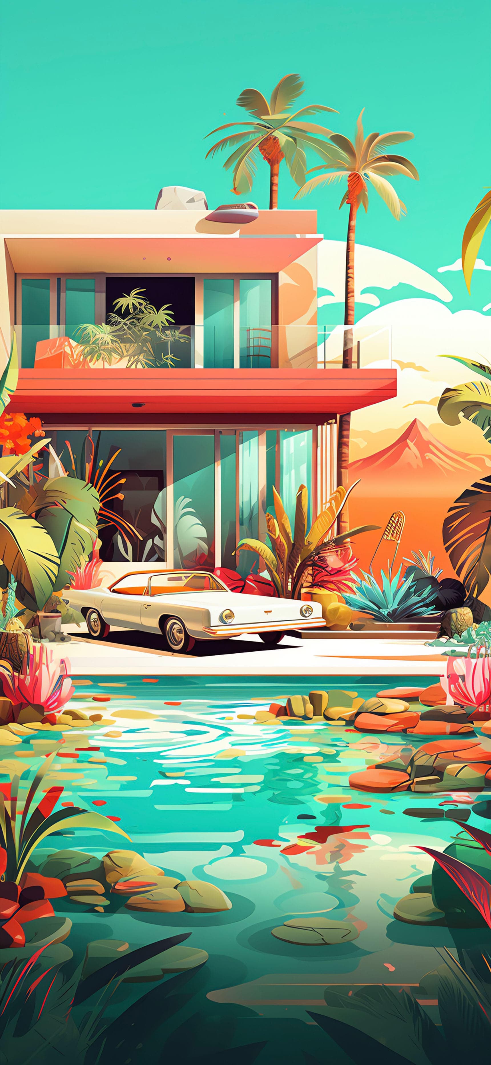 Tropical House Escape - free phone wallpaper