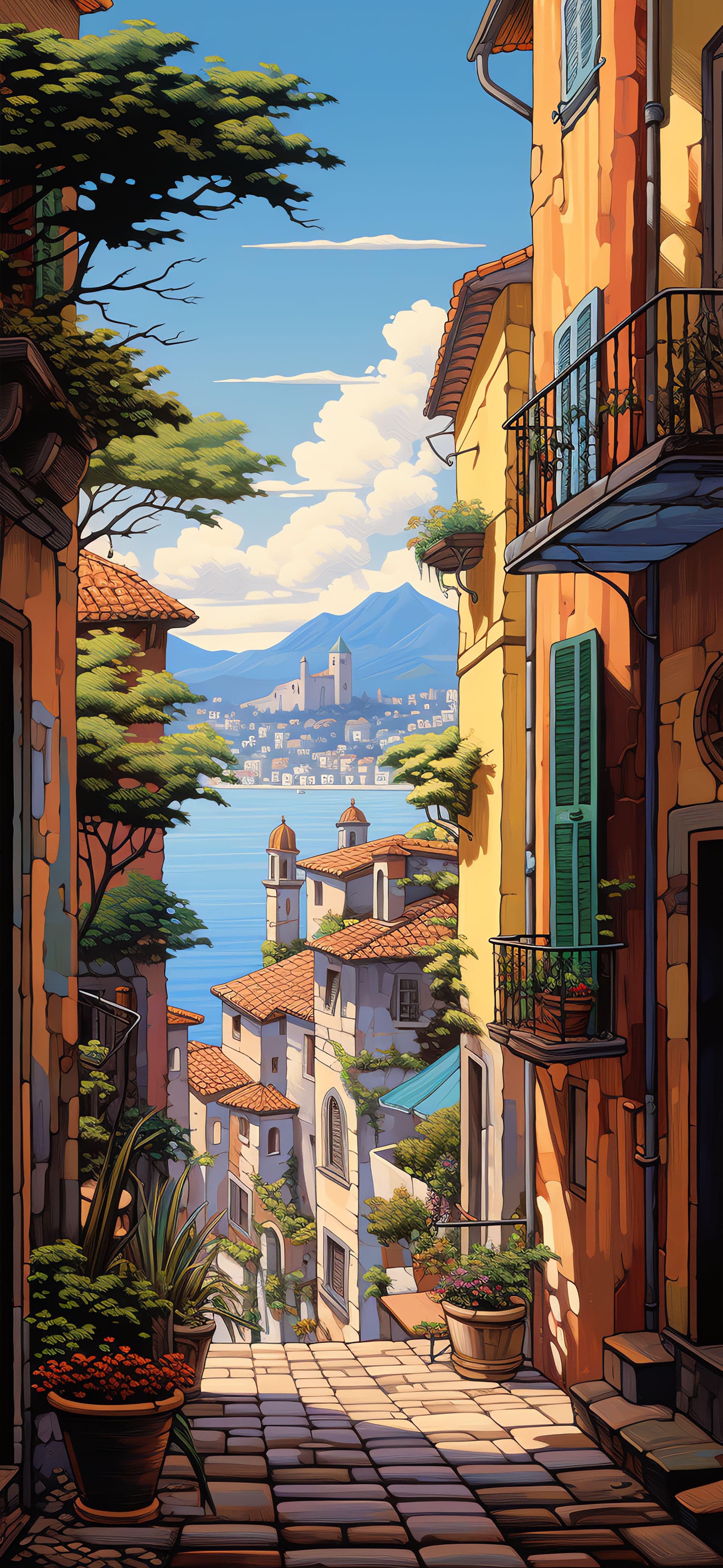 Coastal Italian Town - free phone wallpaper
