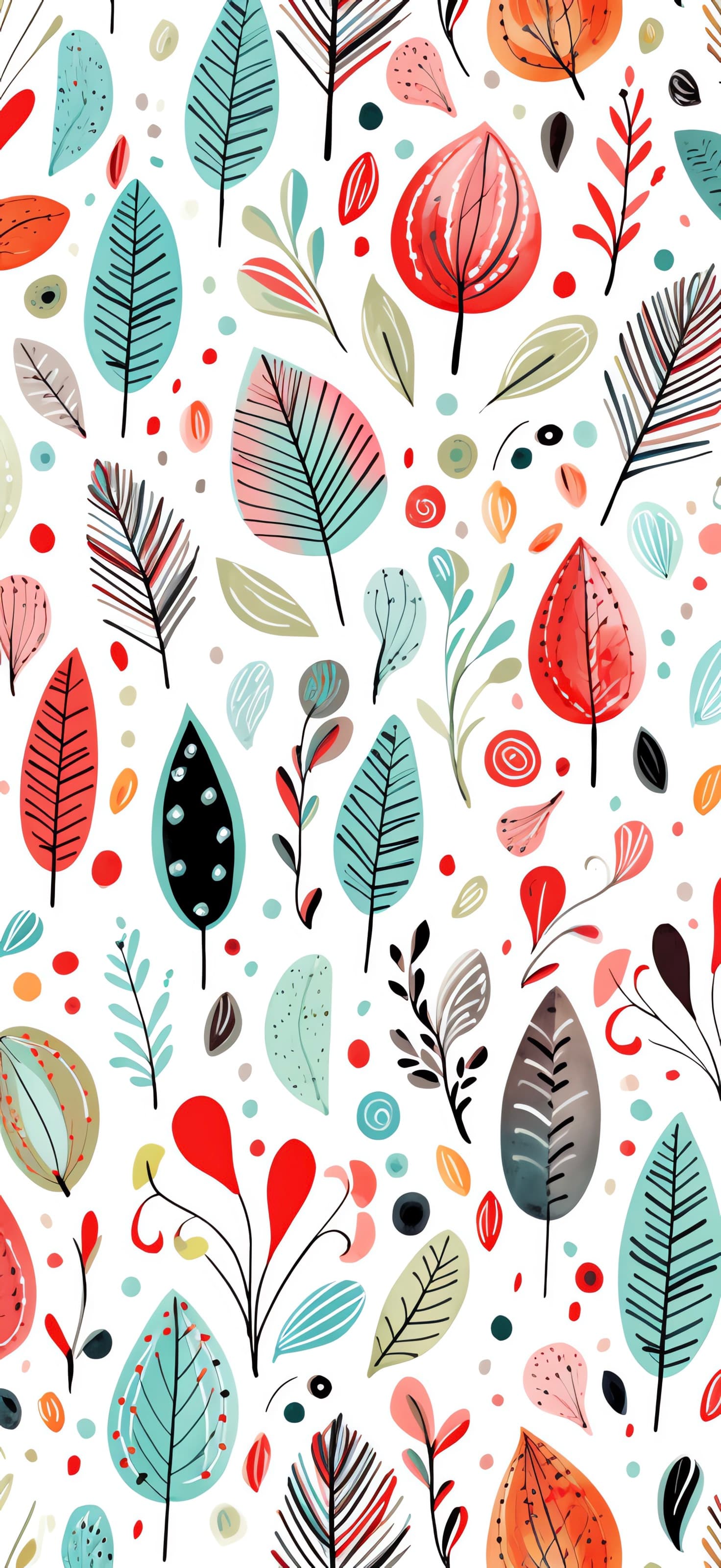 Botanical Leaf Pattern - free phone wallpaper
