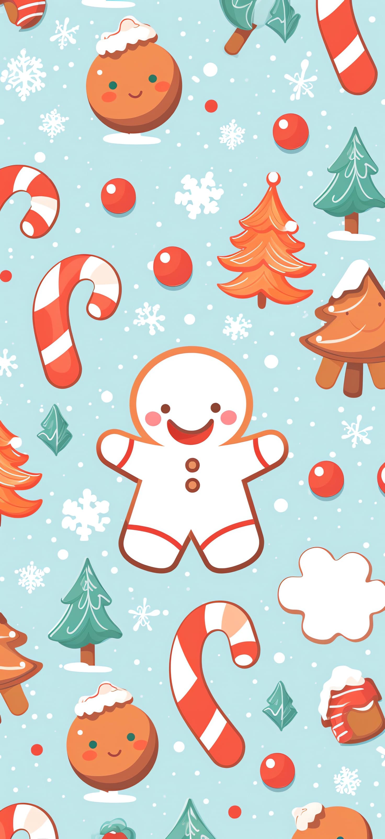 Gingerbread Christmas Scene - free phone wallpaper