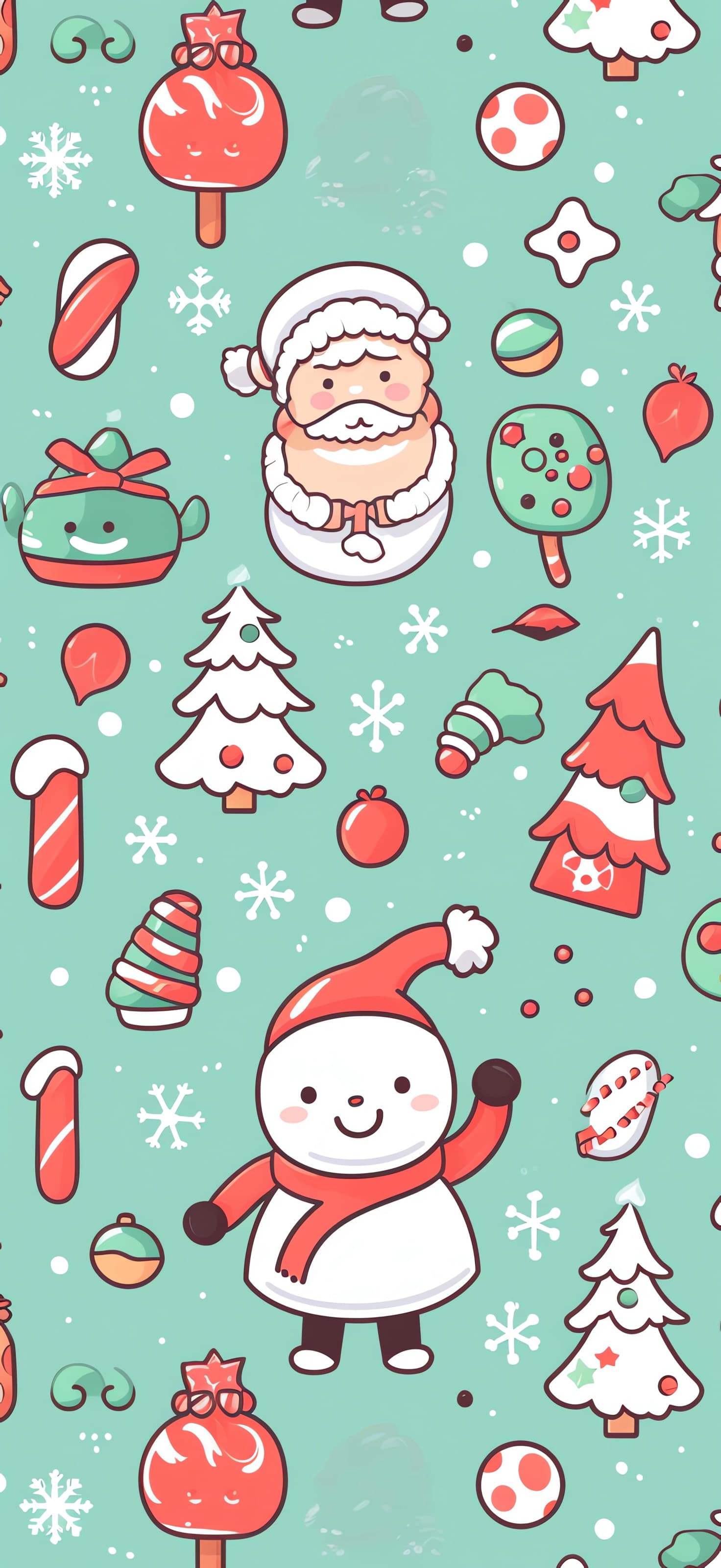 Christmas Character Pattern - free phone wallpaper