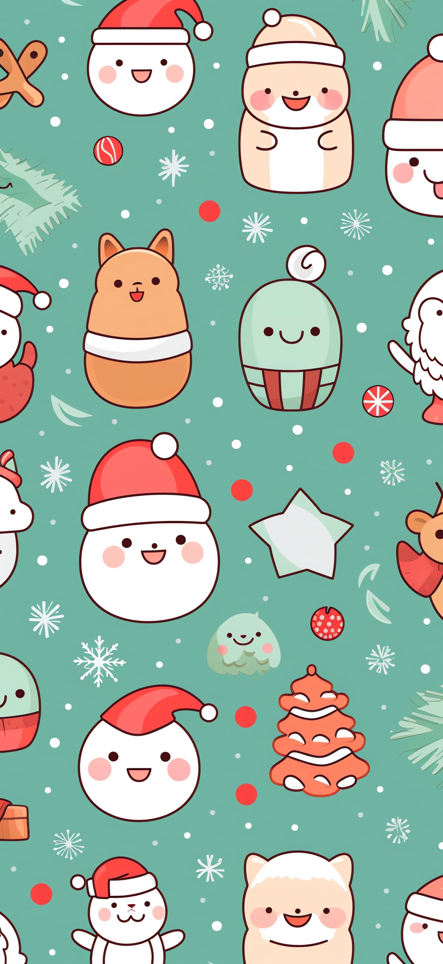 Cute Christmas Characters - free phone wallpaper