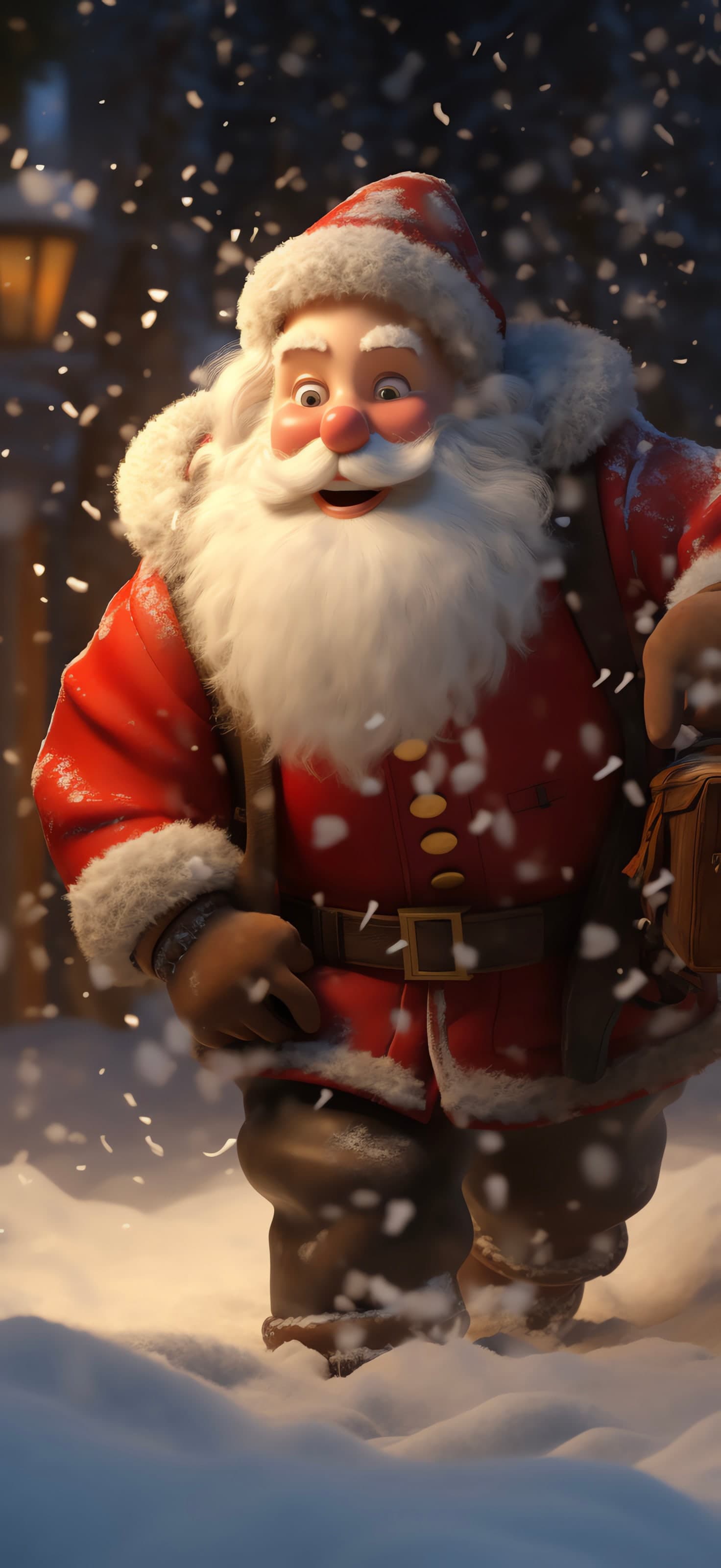 Santa in Snow - free phone wallpaper