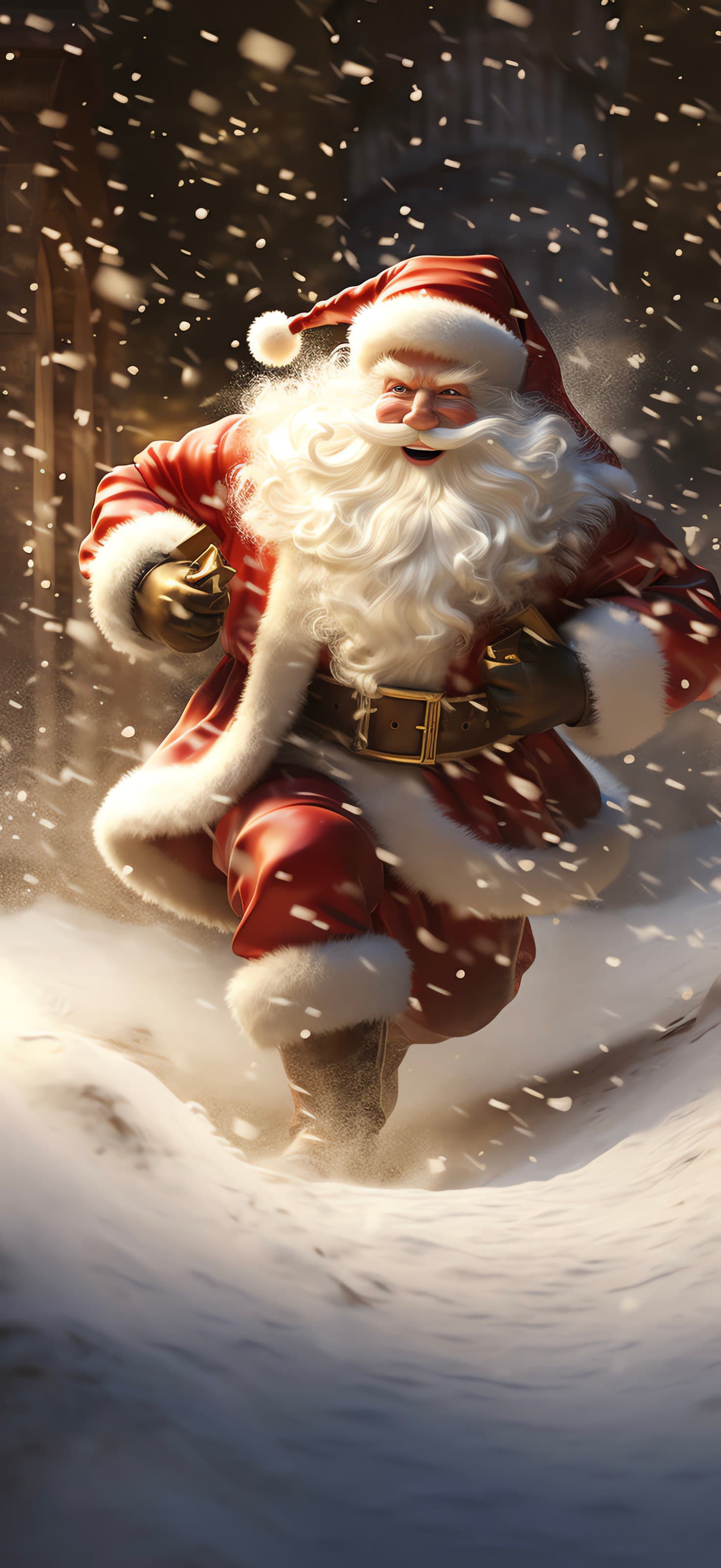 Running Santa - free phone wallpaper