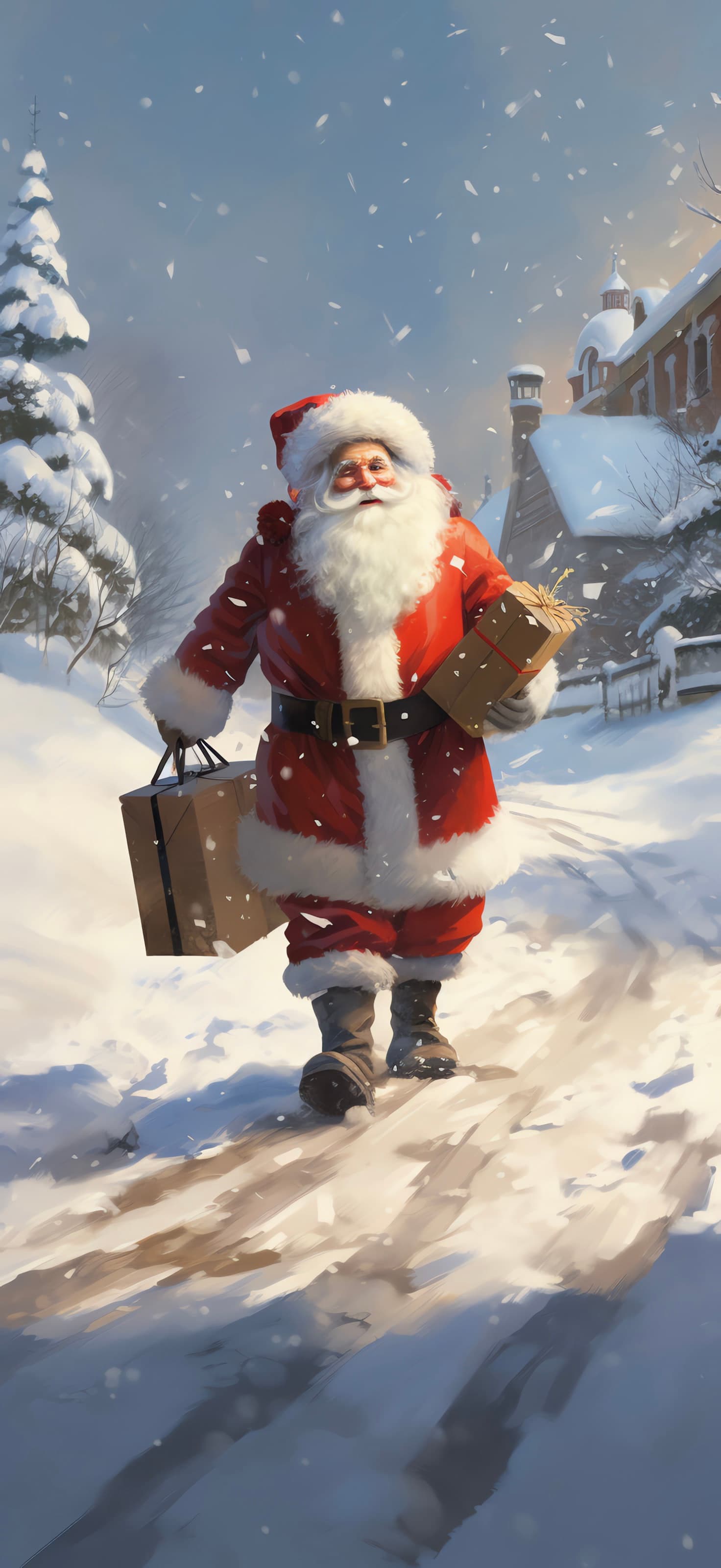 Santa's Snowy Delivery - free phone wallpaper