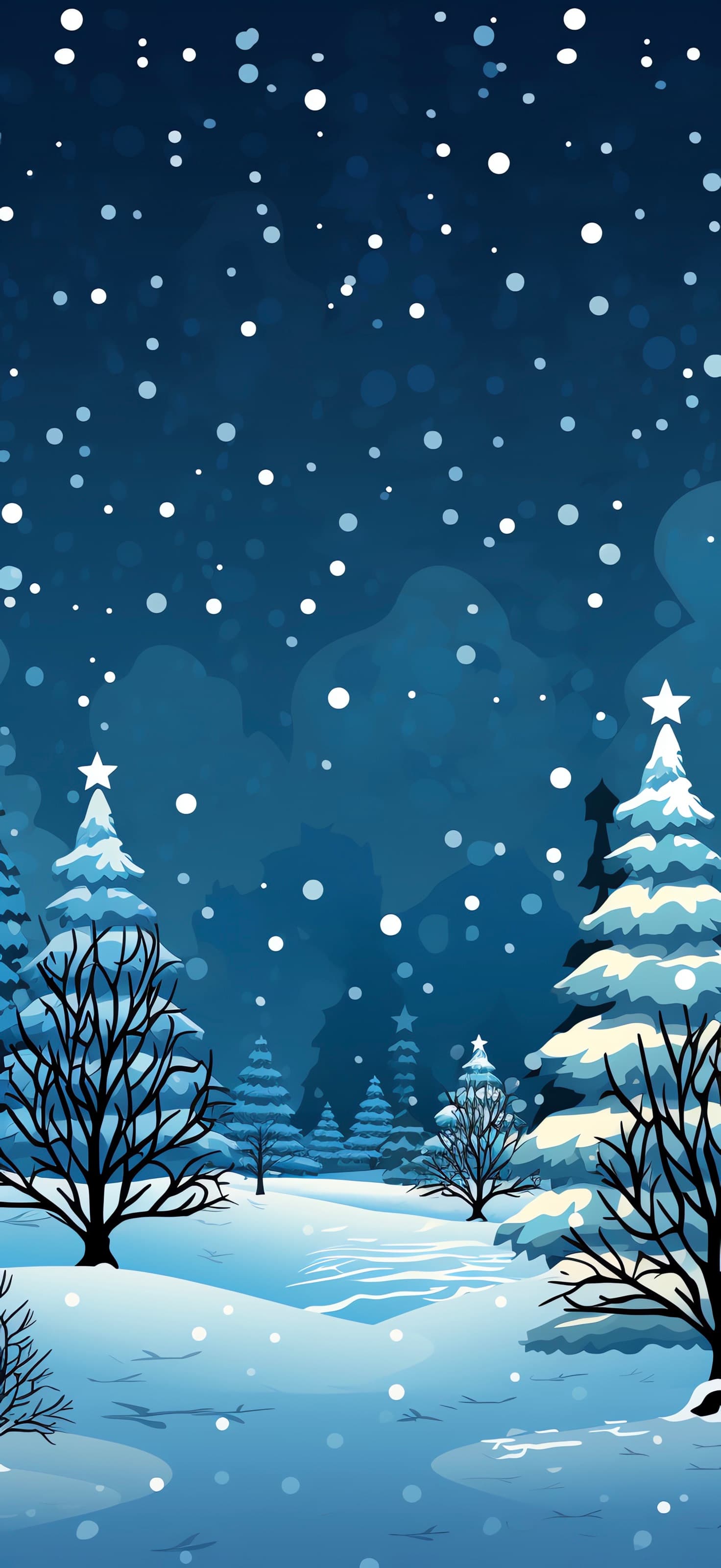 Snowy Blue Landscape - free phone wallpaper