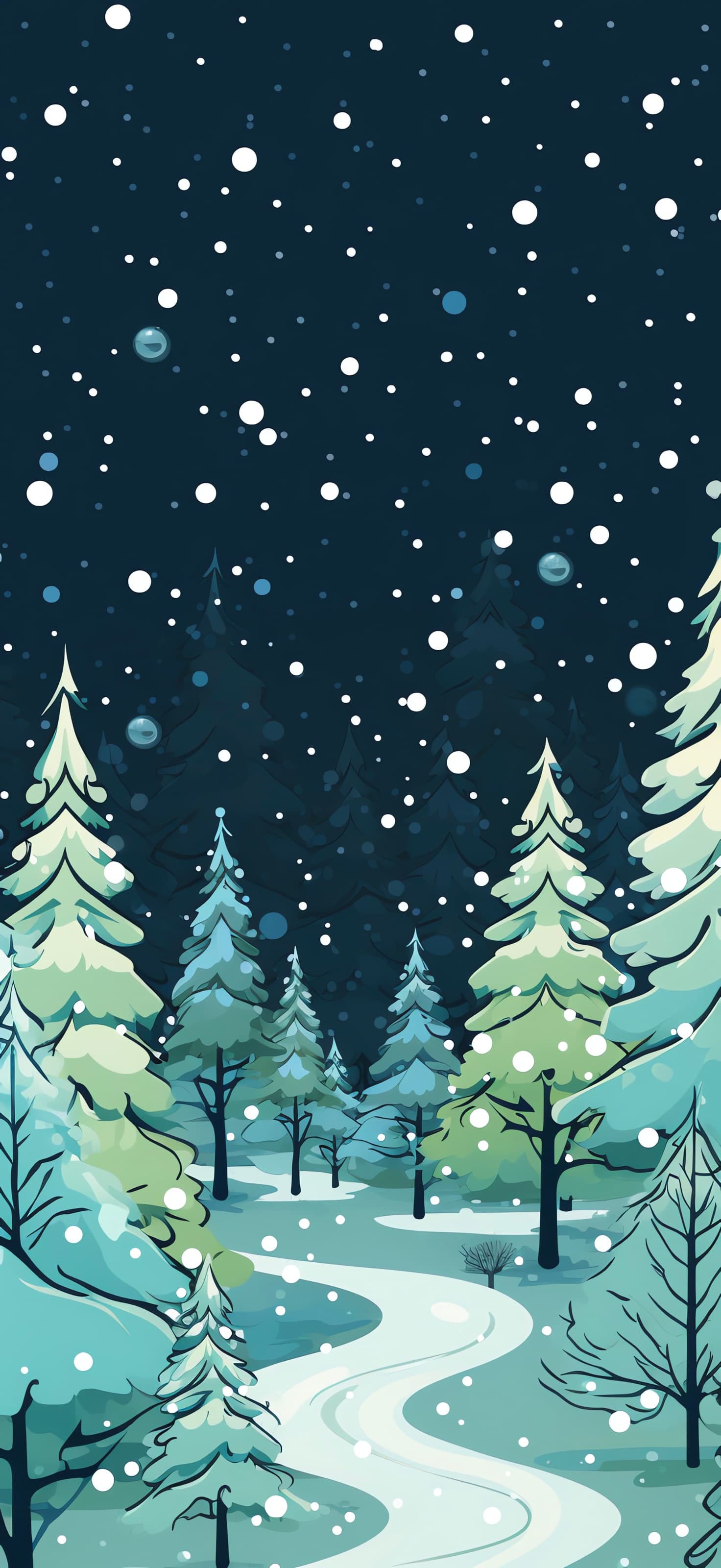 Teal Winter Path - free phone wallpaper