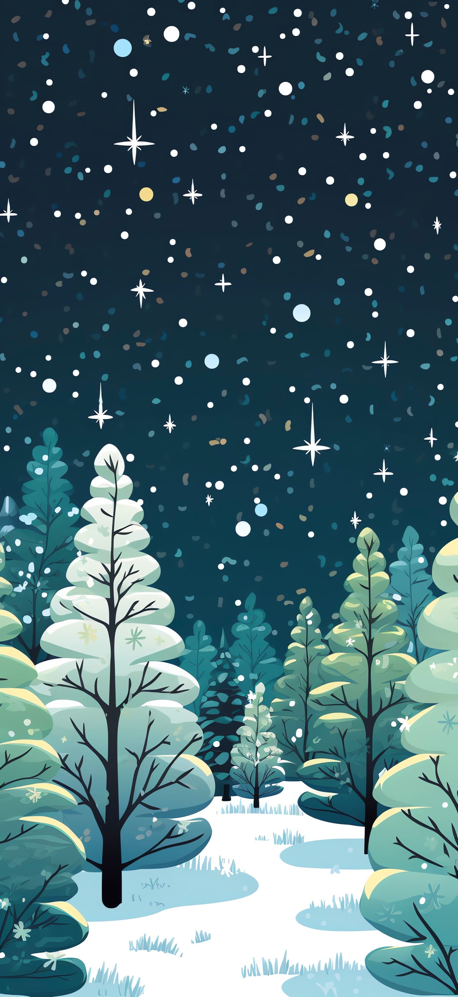 Starry Winter Forest - free phone wallpaper