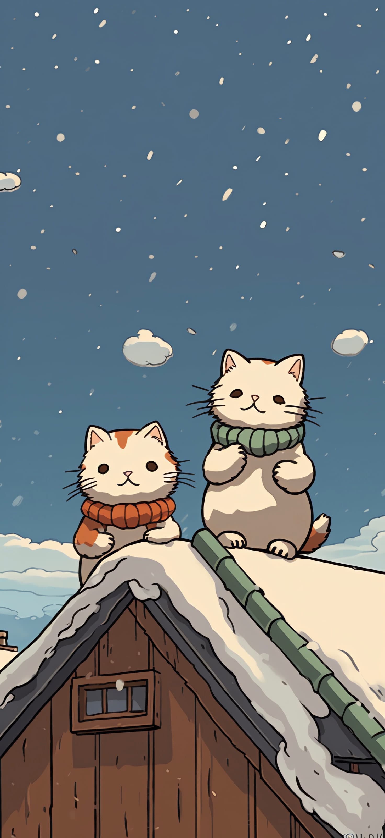 Cats in Winter - free phone wallpaper