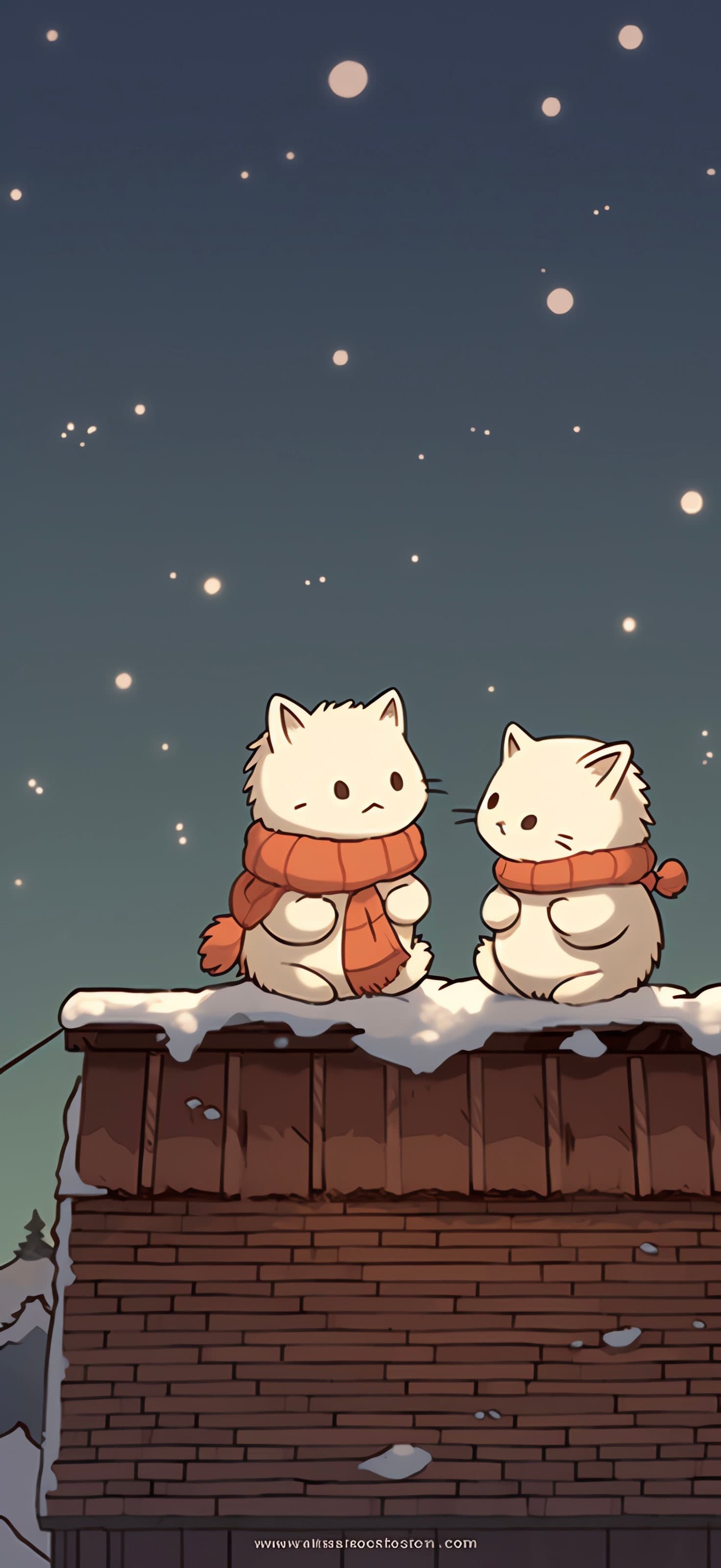 Rooftop Kitty Friends - free phone wallpaper