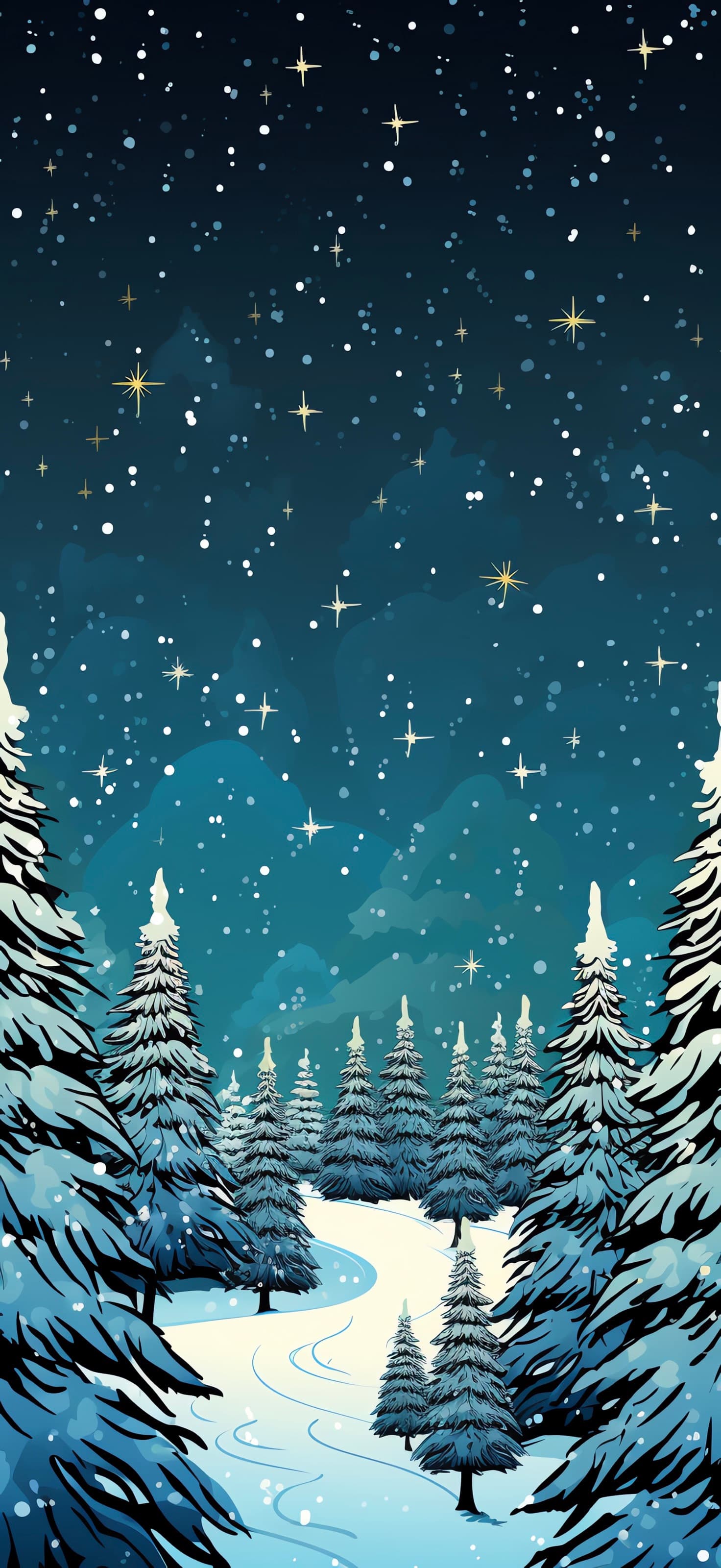 Snowy Mountain Path - free phone wallpaper
