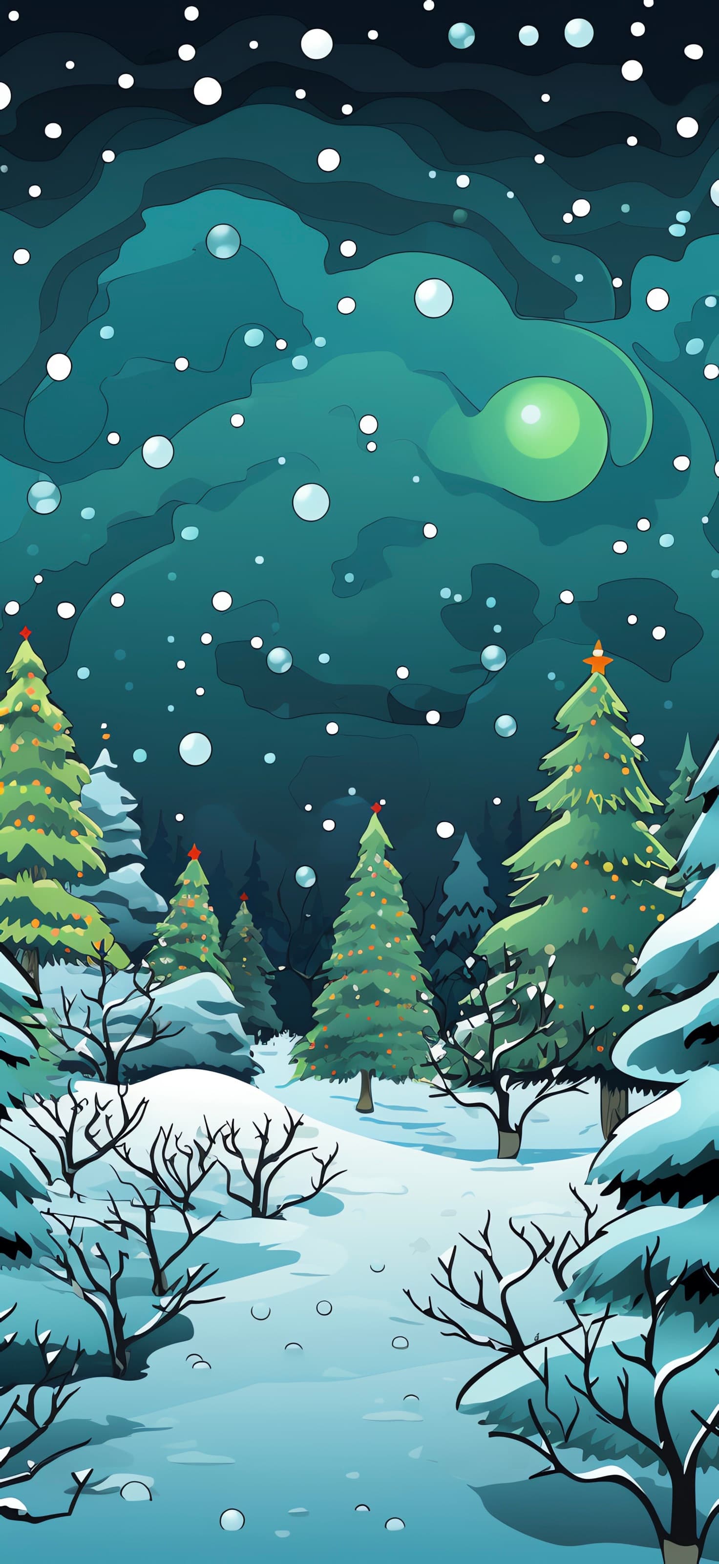 Snowy Forest Scene - free phone wallpaper