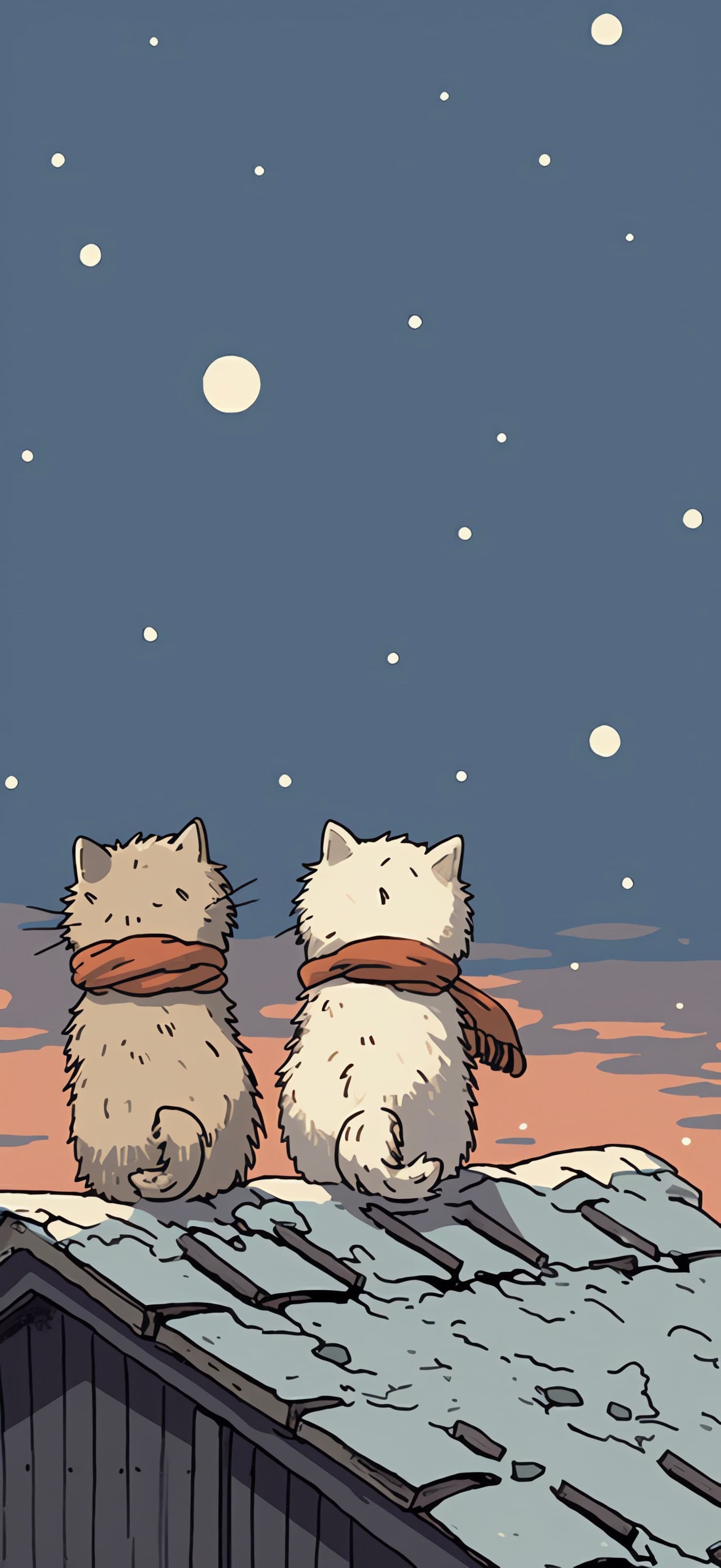 Cats Watching Snow - free phone wallpaper