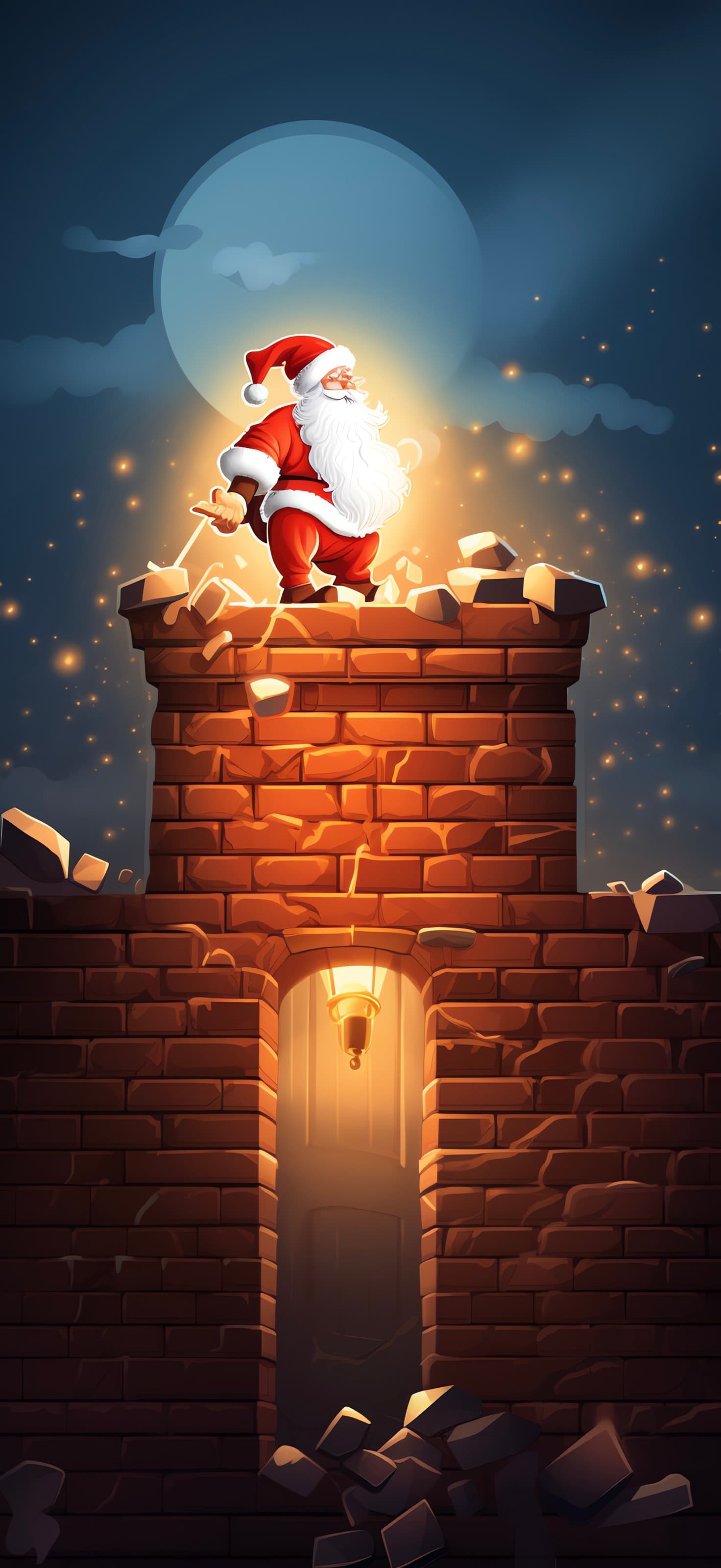 Santa Castle Night - free phone wallpaper