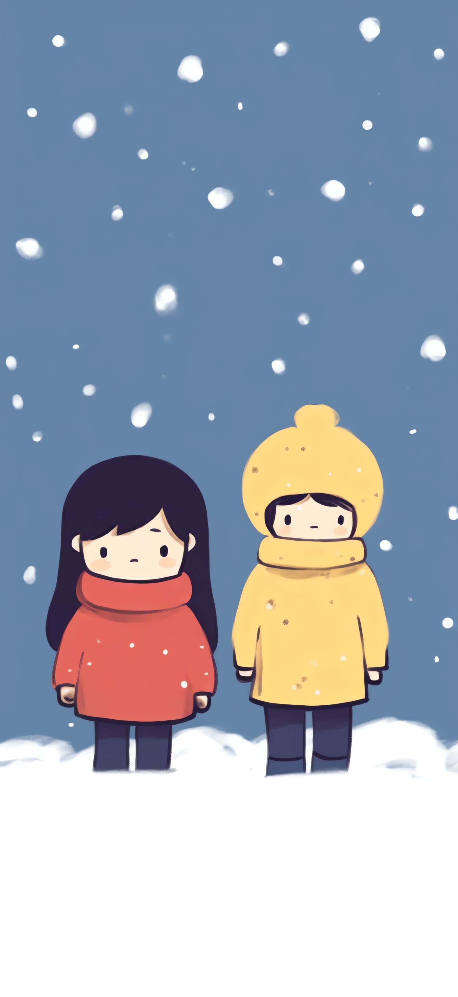 Snowy Day Friends - free phone wallpaper