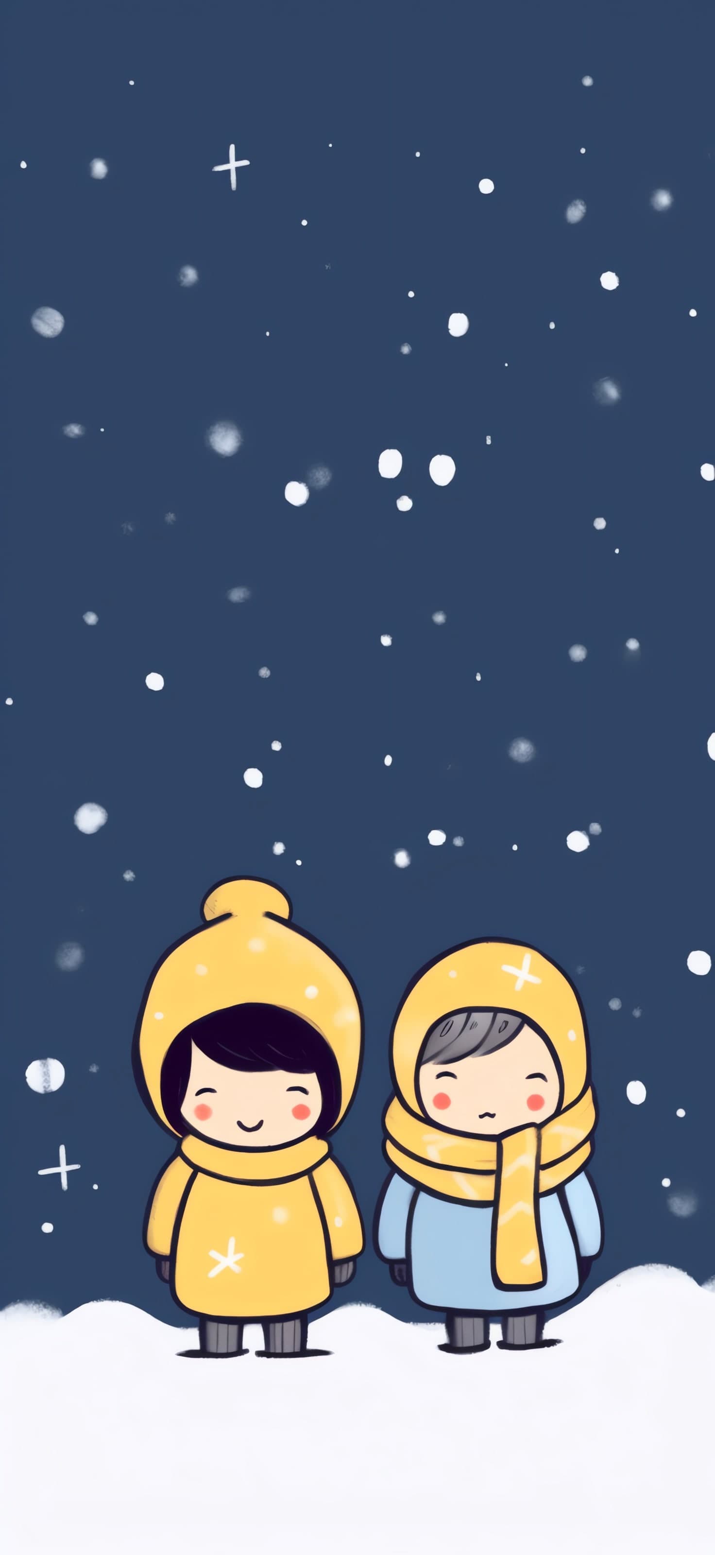 Winter Friends Snow - free phone wallpaper
