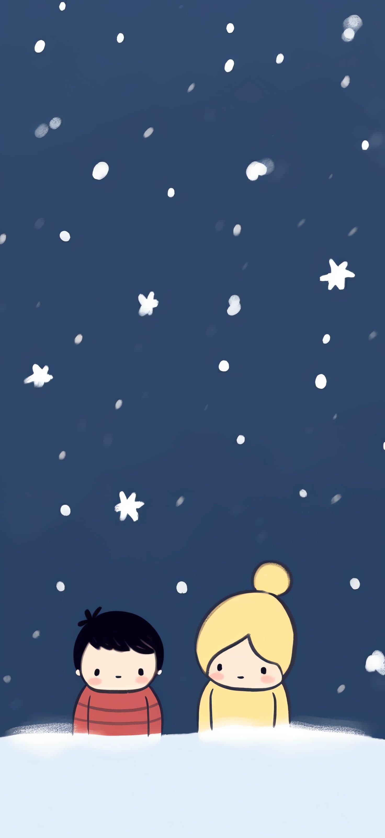 Snowy Couple Scene - free phone wallpaper