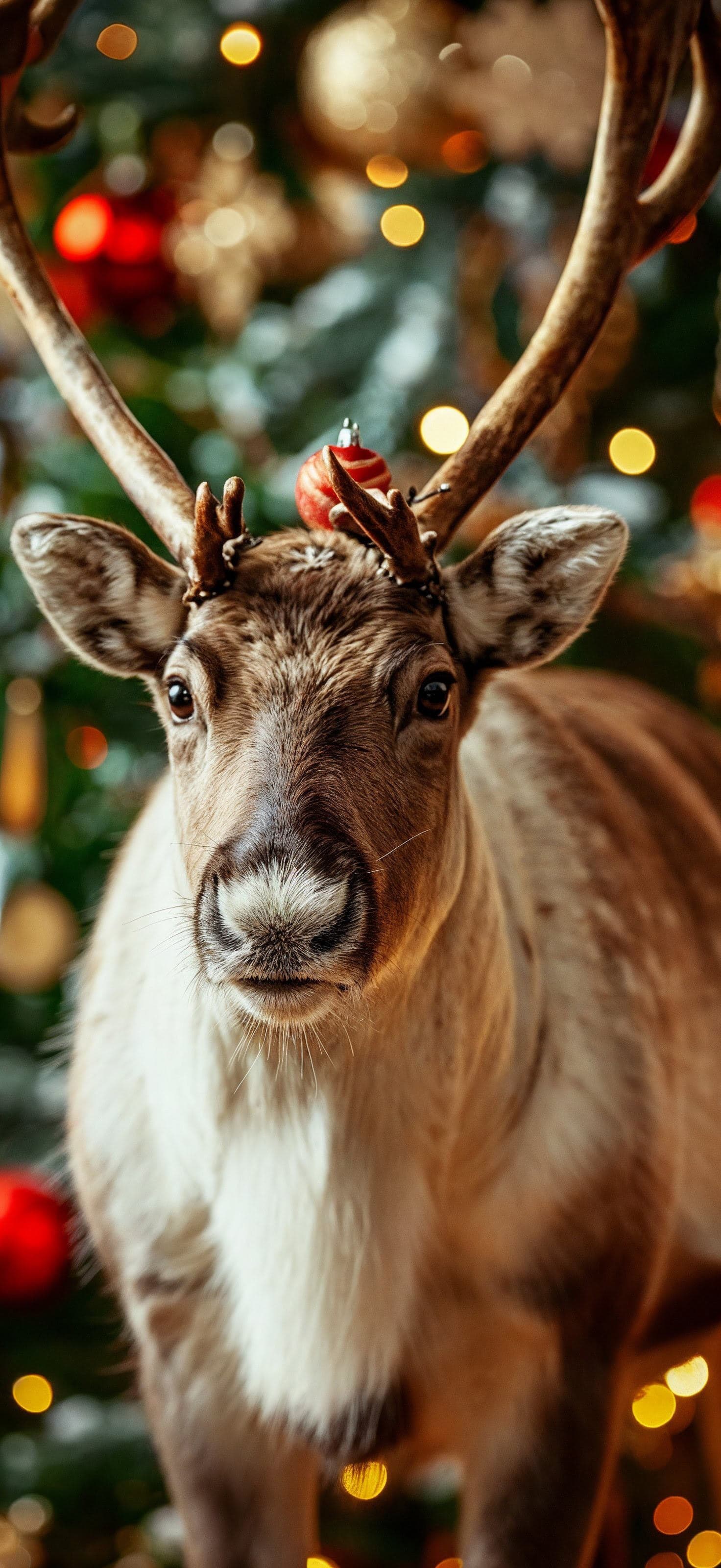 Reindeer Christmas Portrait - free phone wallpaper