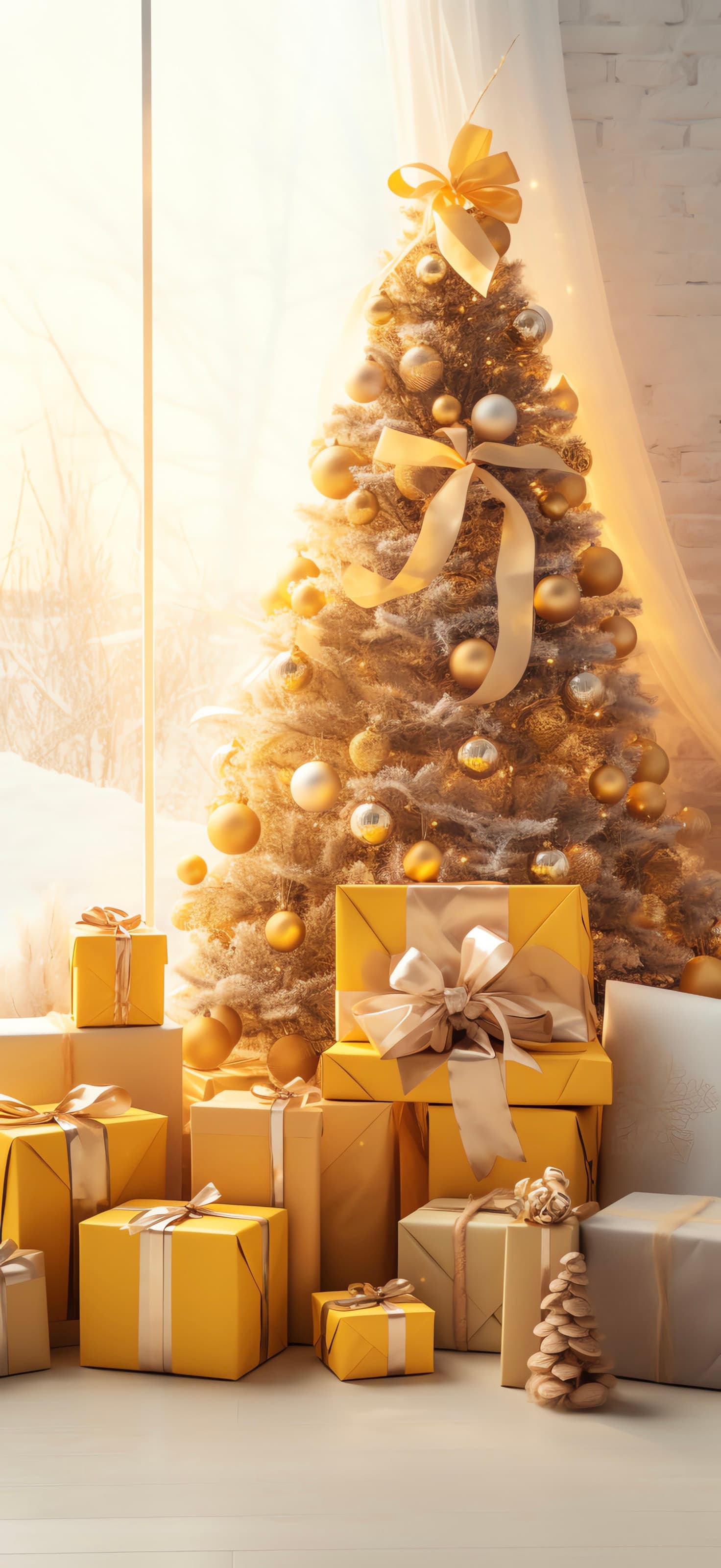 Golden Christmas Morning - free phone wallpaper
