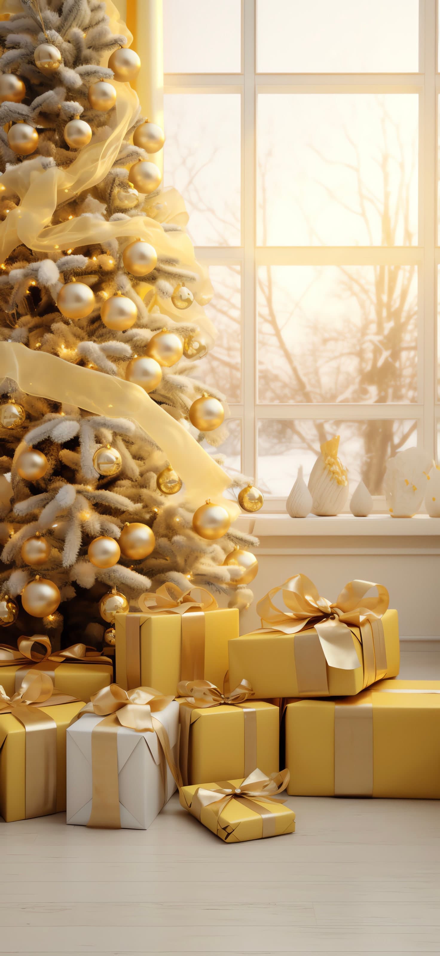 Winter Gold Presents - free phone wallpaper