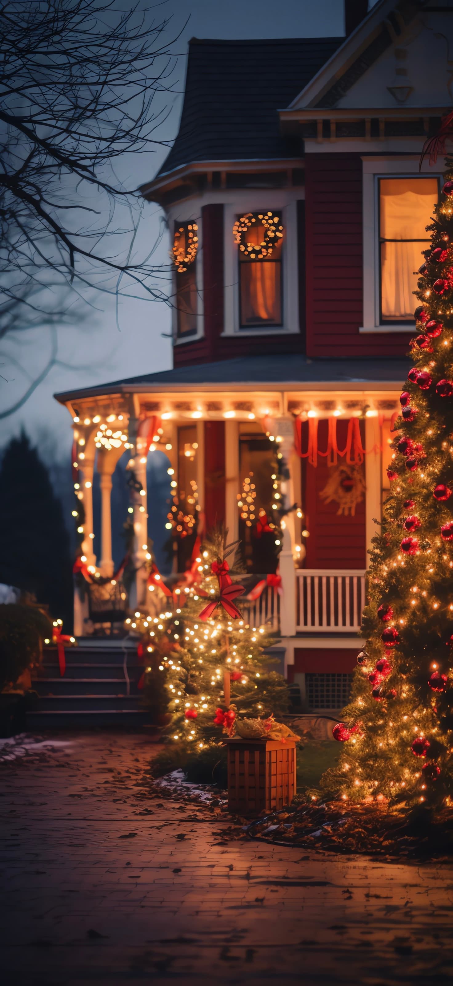 Christmas House Lights - free phone wallpaper