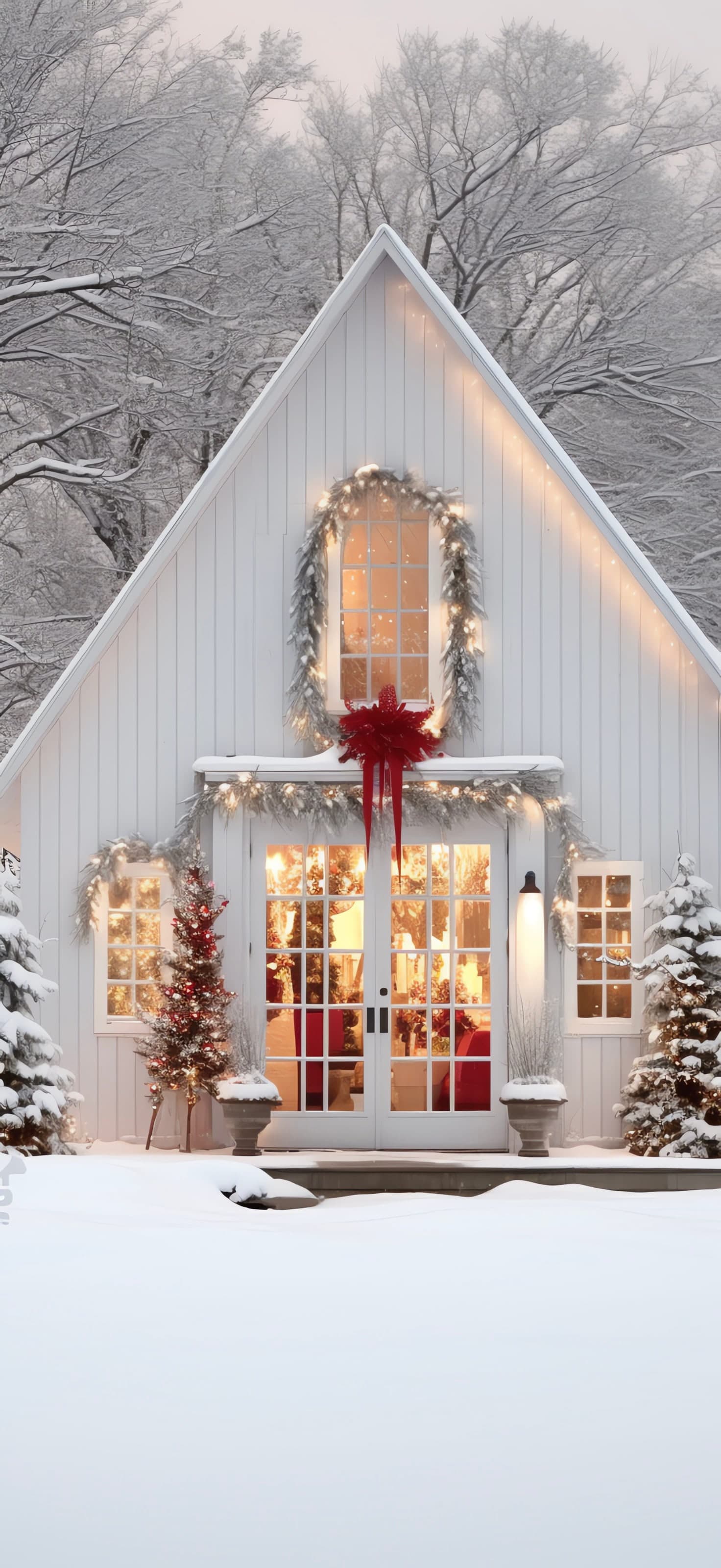 Winter Cottage Charm - free phone wallpaper
