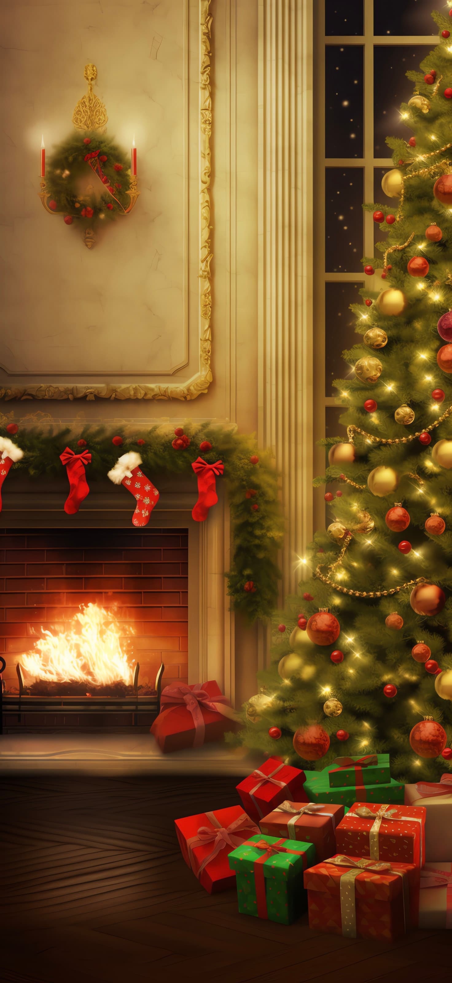 Ornate Christmas Scene - free phone wallpaper