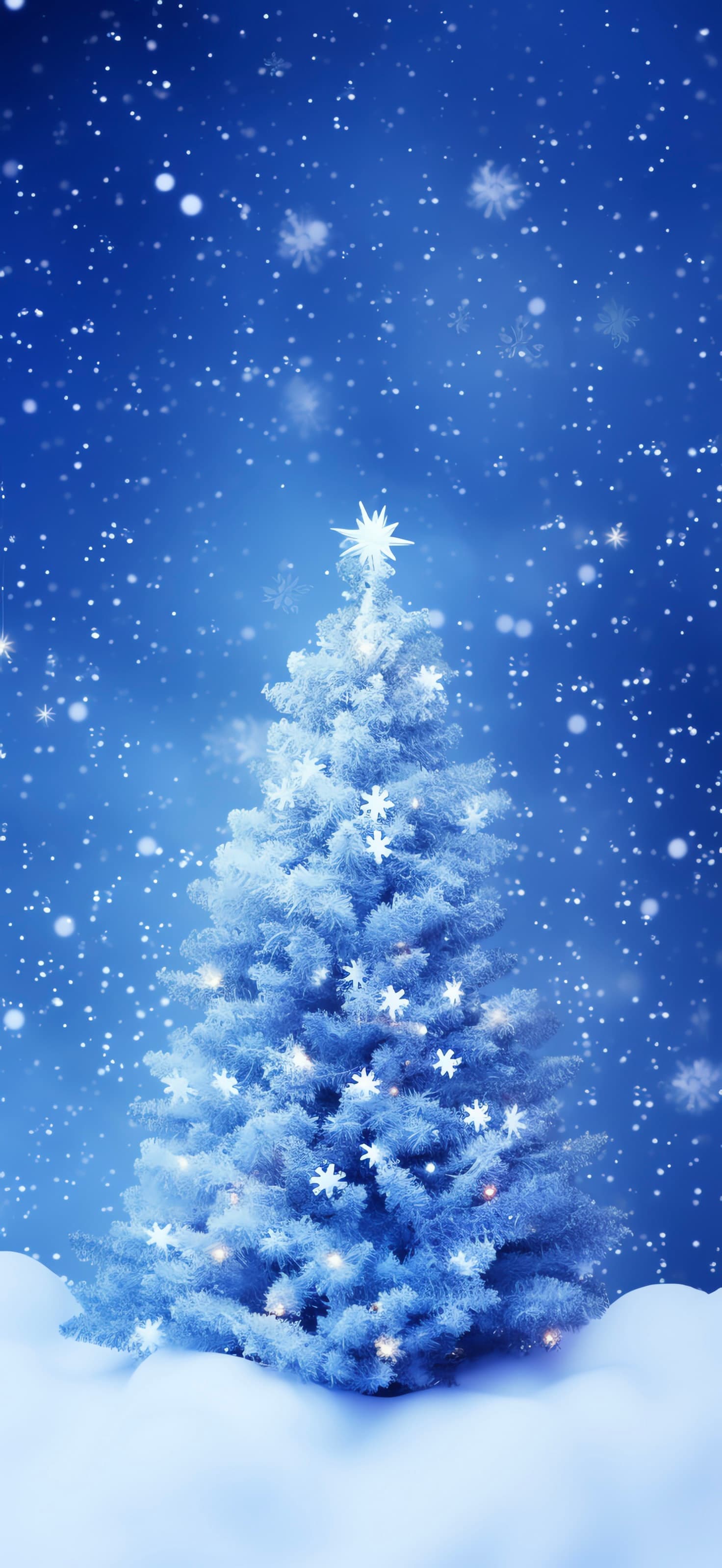 Snowy Christmas Tree - free phone wallpaper