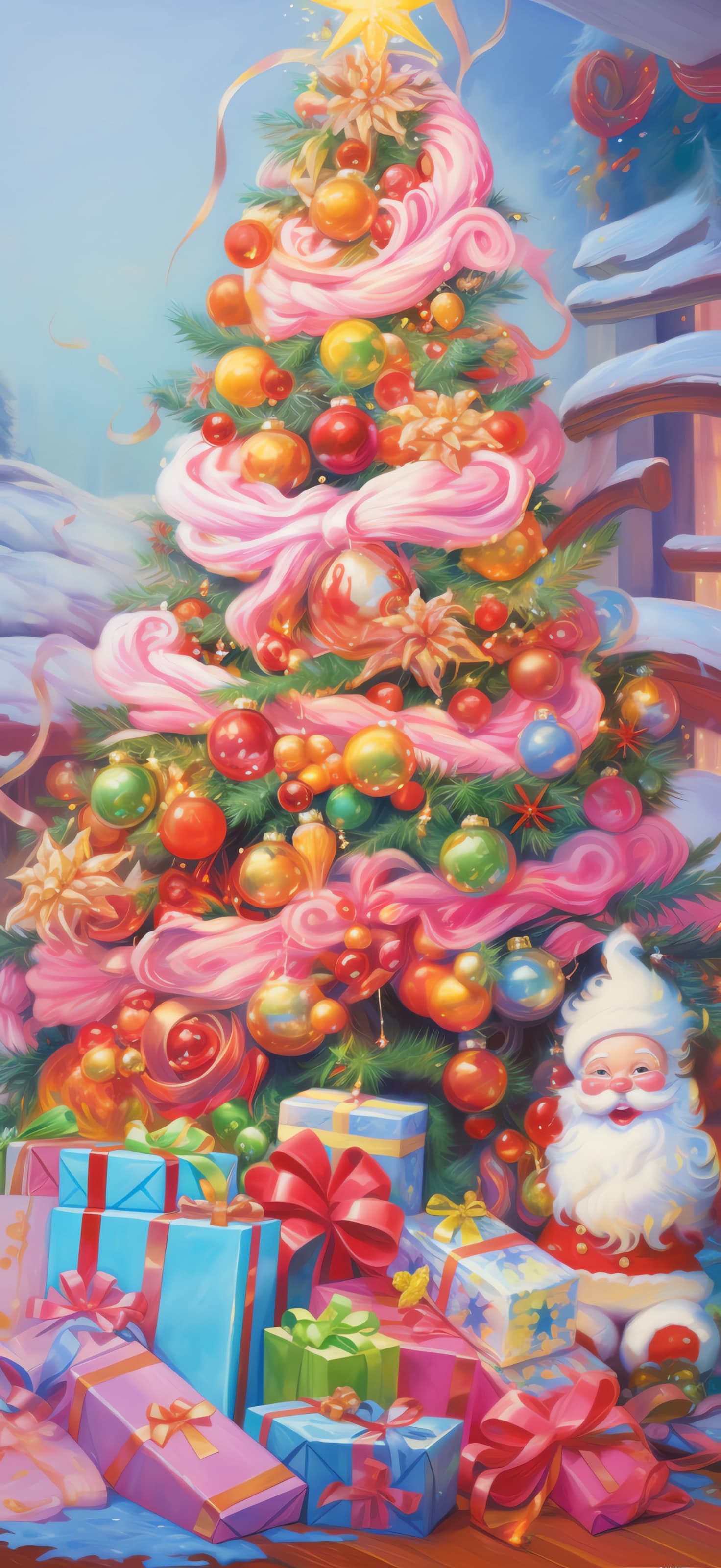 Pastel Christmas Tree - free phone wallpaper